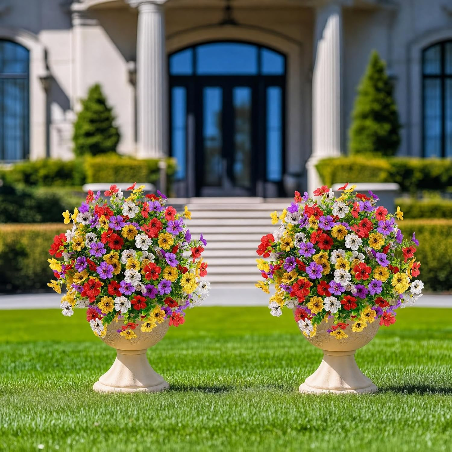 2Pcs 20″ Artificial Topiary Ball Flowers, Spring Outdoor Decoration