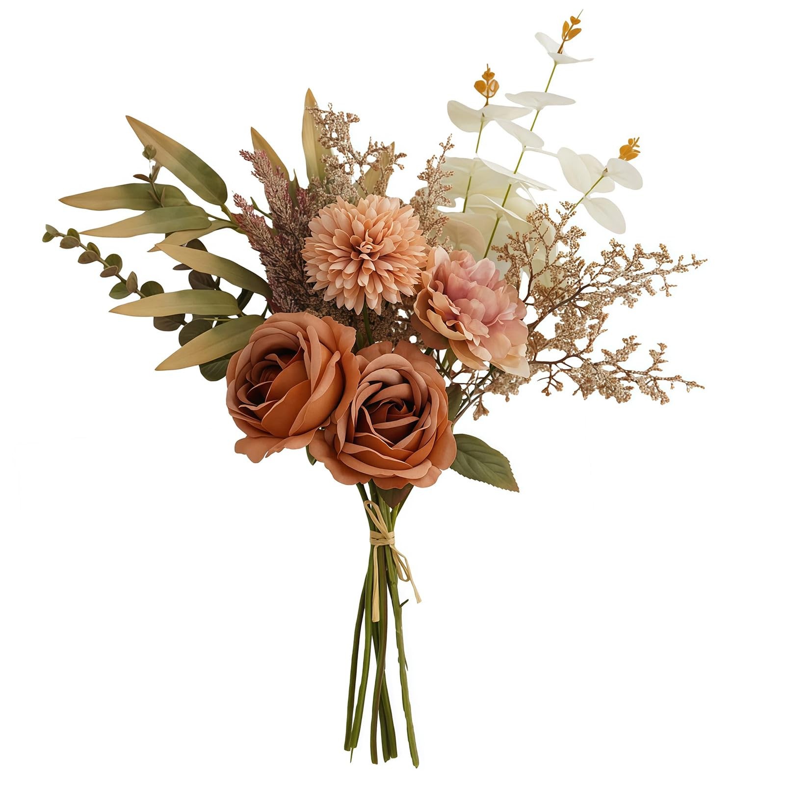 Orange Artificial Flowers Bouquet Faux Silk Floral Arrangement Centerpiece Decor