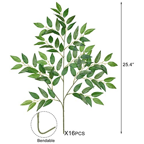 26″ Italian Ruscus Greenery Stems – Artificial Green Leaf – 16 Matte Green