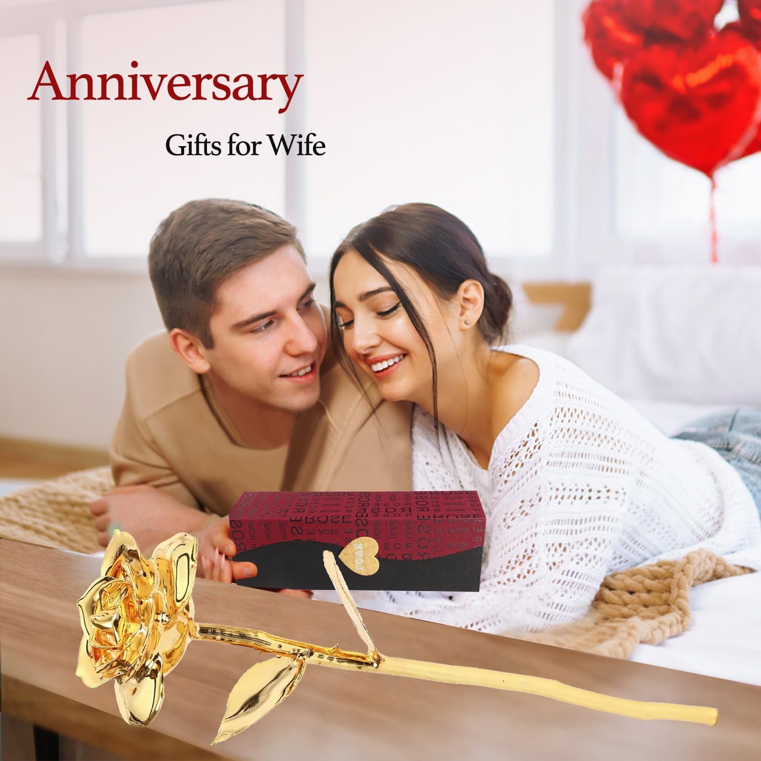 Easegain Gold Dipped Rose 24k Red Gold Plated Rose – Everlasting Long Stem Re…