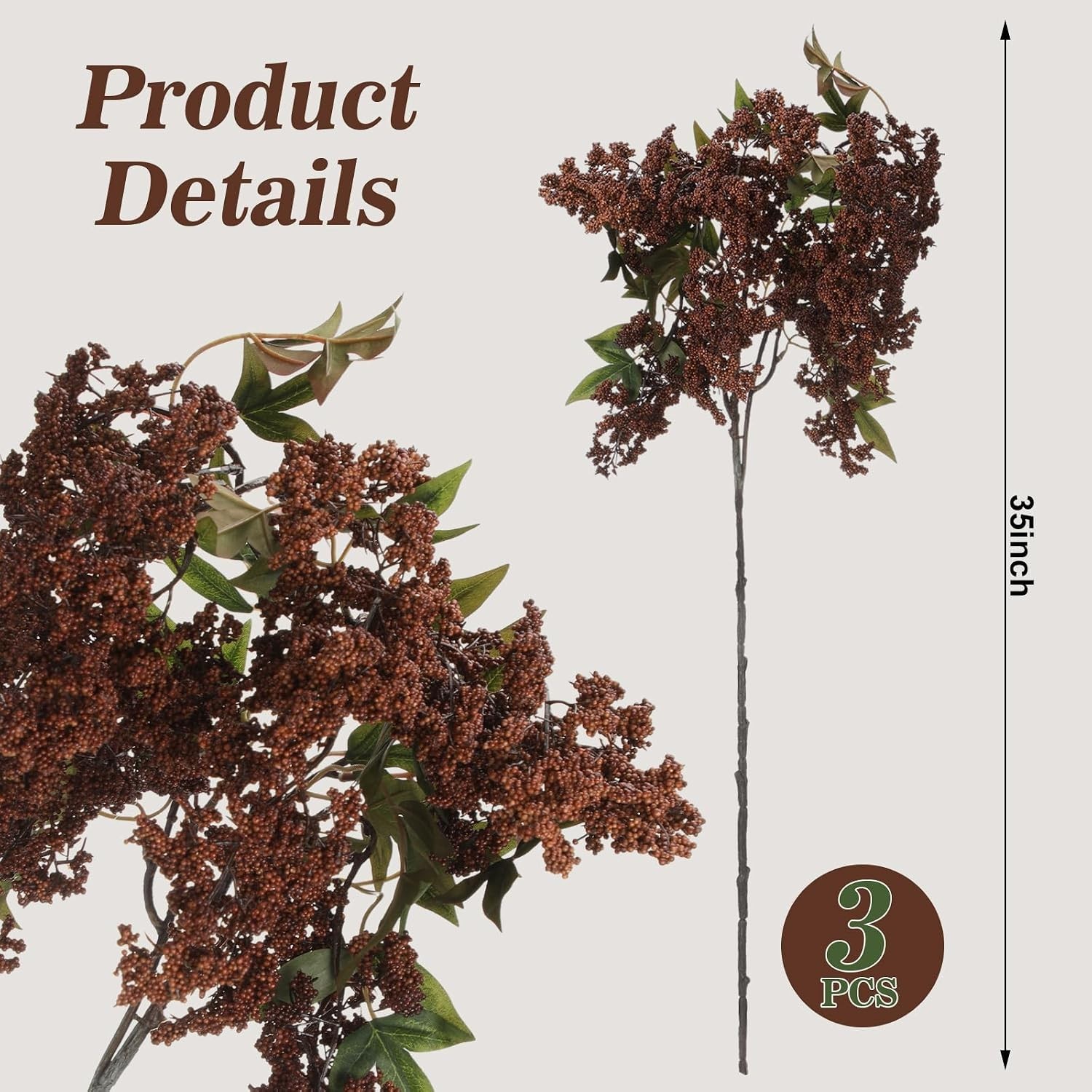 42 Inch Faux Berry Stem Picks – Stunning Fall Decor for Home & Weddings