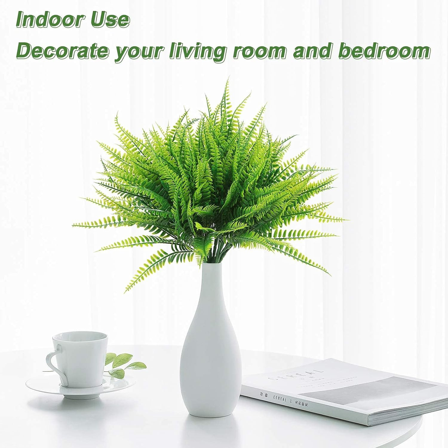 8 Pcs Fake Plants Outdoors – Ferns Artificial Plants for Outdoor Ferns Lifelike
