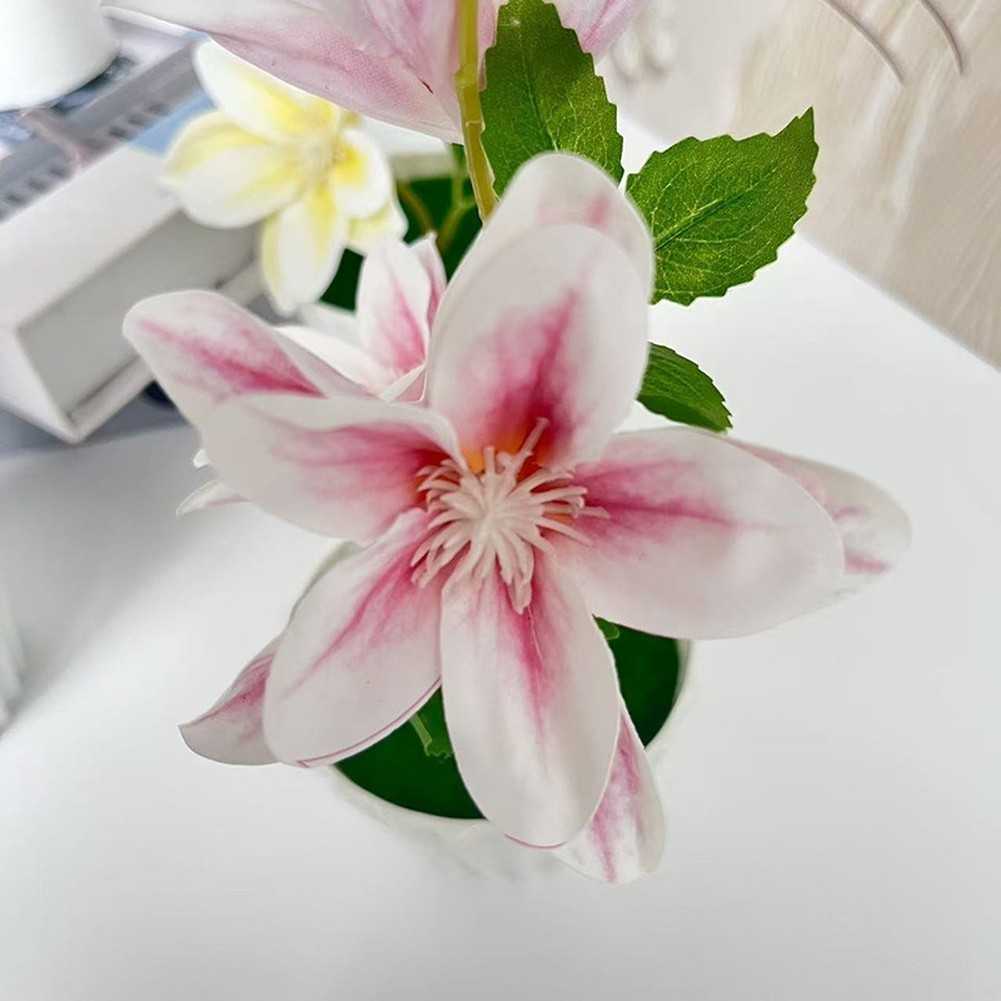 Artificial Magnolia Flowers 23cm for Cake Cup Decoration White Pink Purple