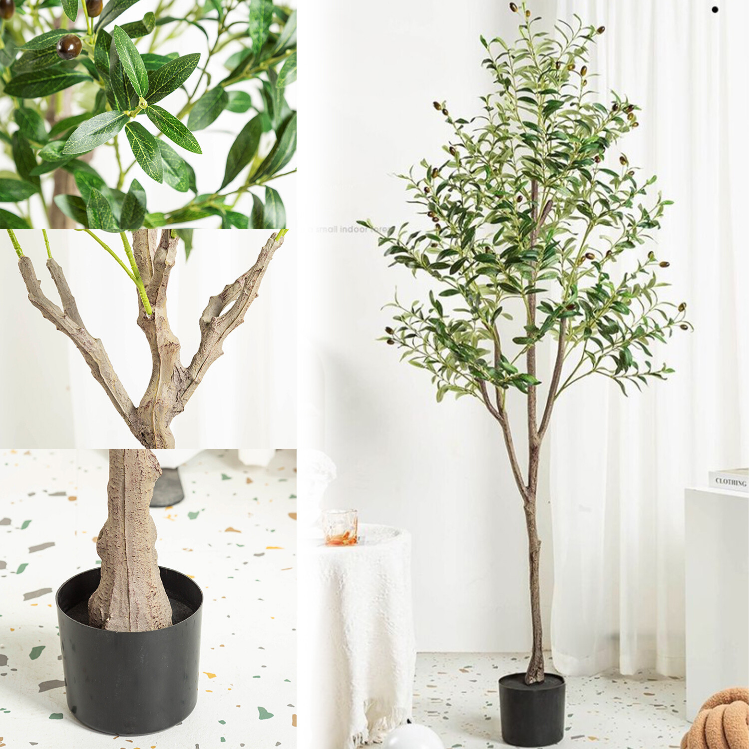 Artificial Olive Tree 5.9FT w/ Olive Leaves & Fruits & Faux Potted Plant Modern