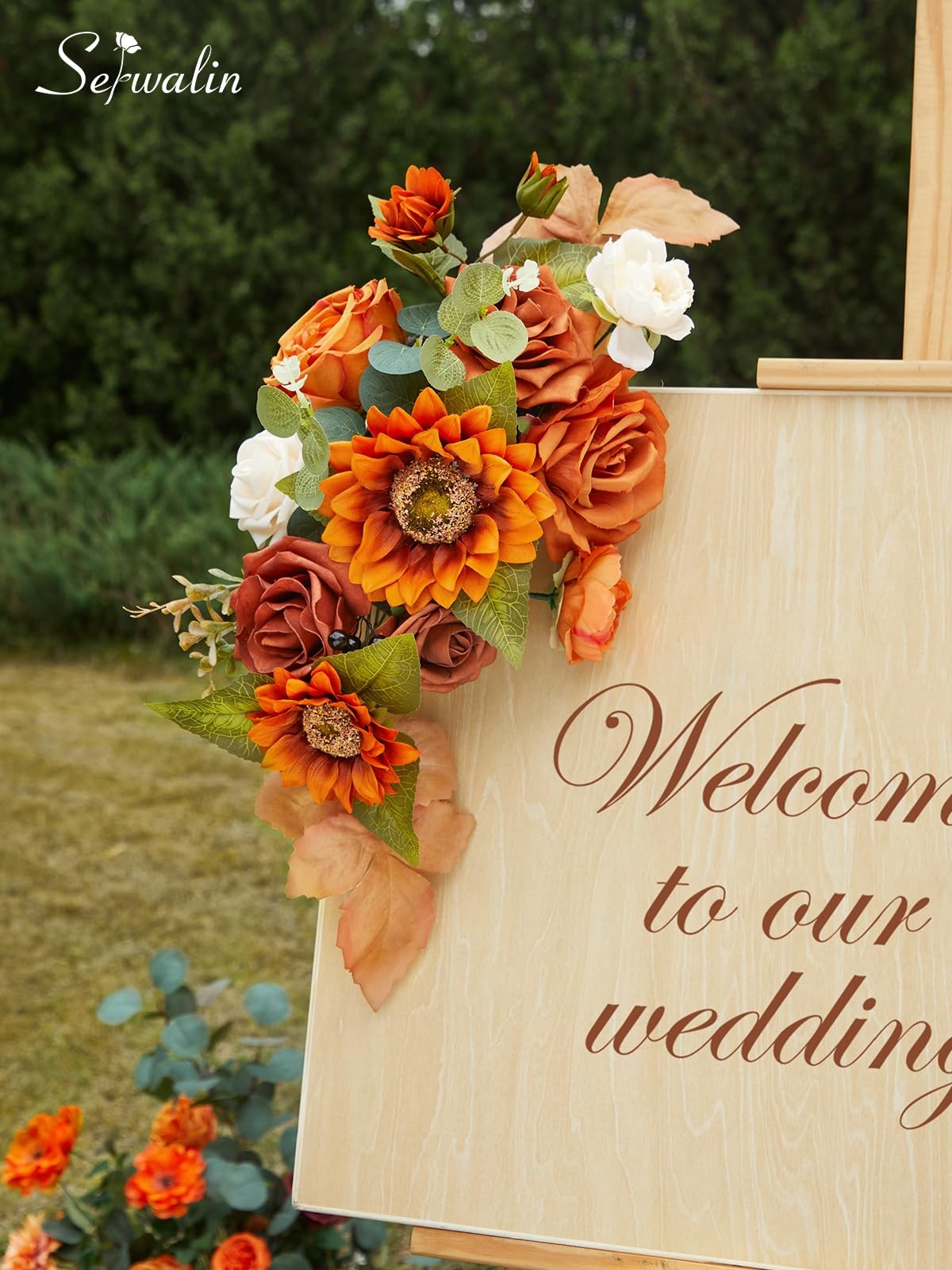 Artificial Sunflower Flowers Burnt Orange Fall Decor DIY Wedding Bouquet