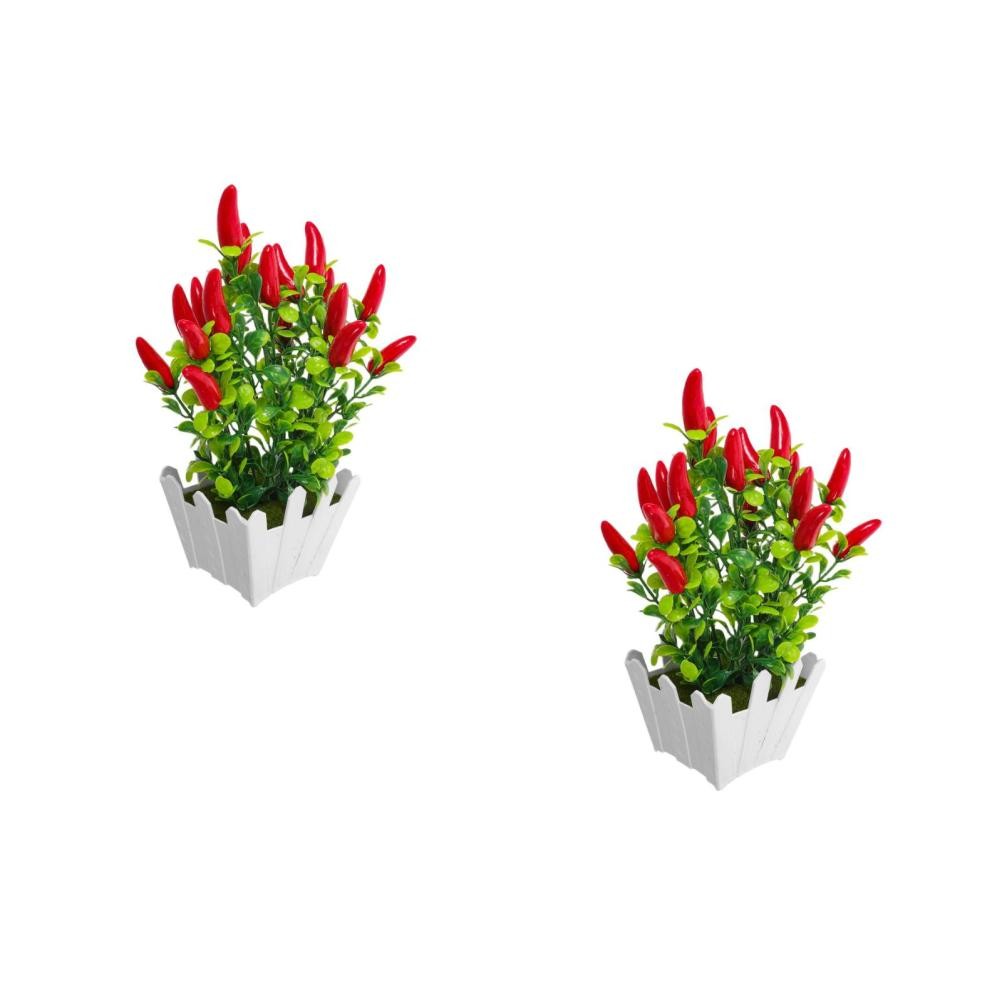 3 Pcs Simulation Fake Potted Bonsai Tree Artificial Plant Pepper