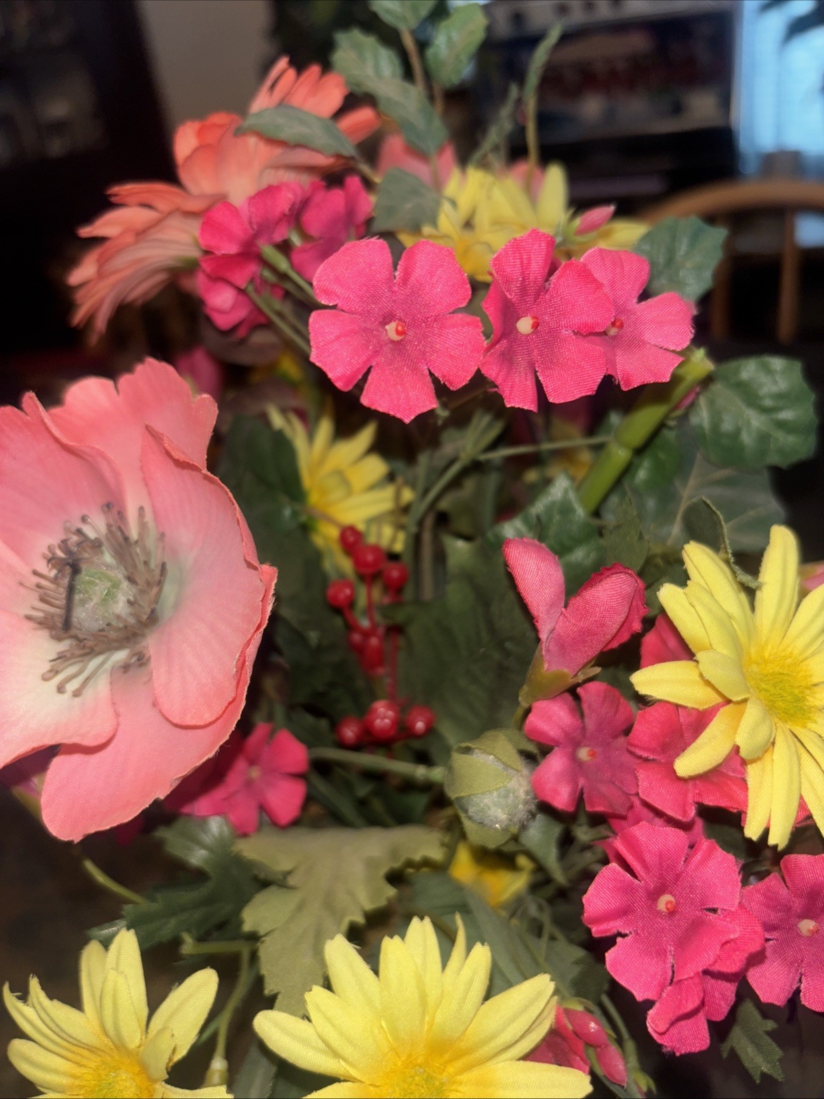 Artificial Floral Arrangement Pot Included (wicker Basket)