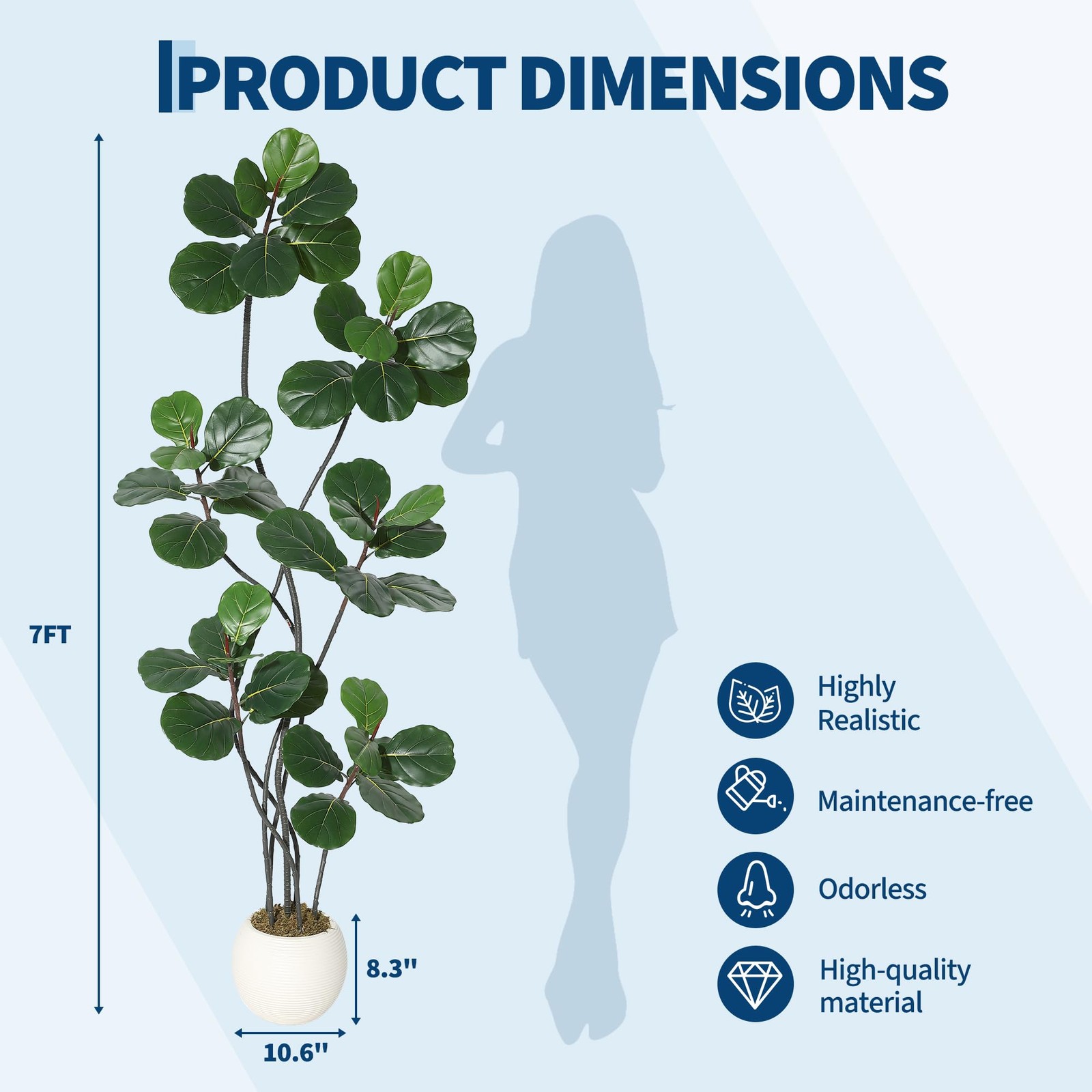 7FT Artificial Ficus Lyrata Tree, Bendable Boughs, Modern White Pot Included,…