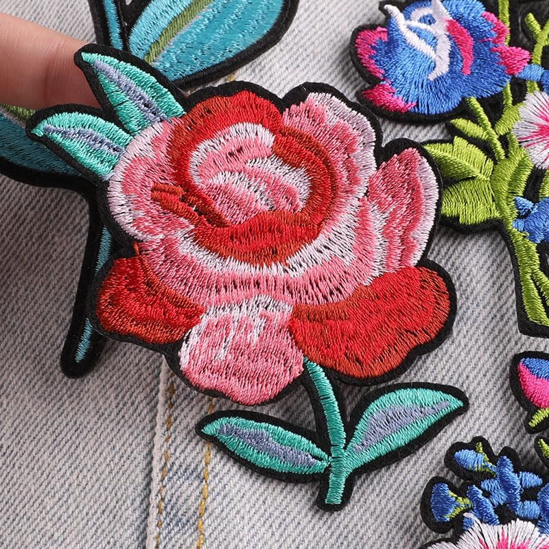 2Pair Durable Vivid Design Flower Phoenix Water Soluble Embroidered Applique Pa