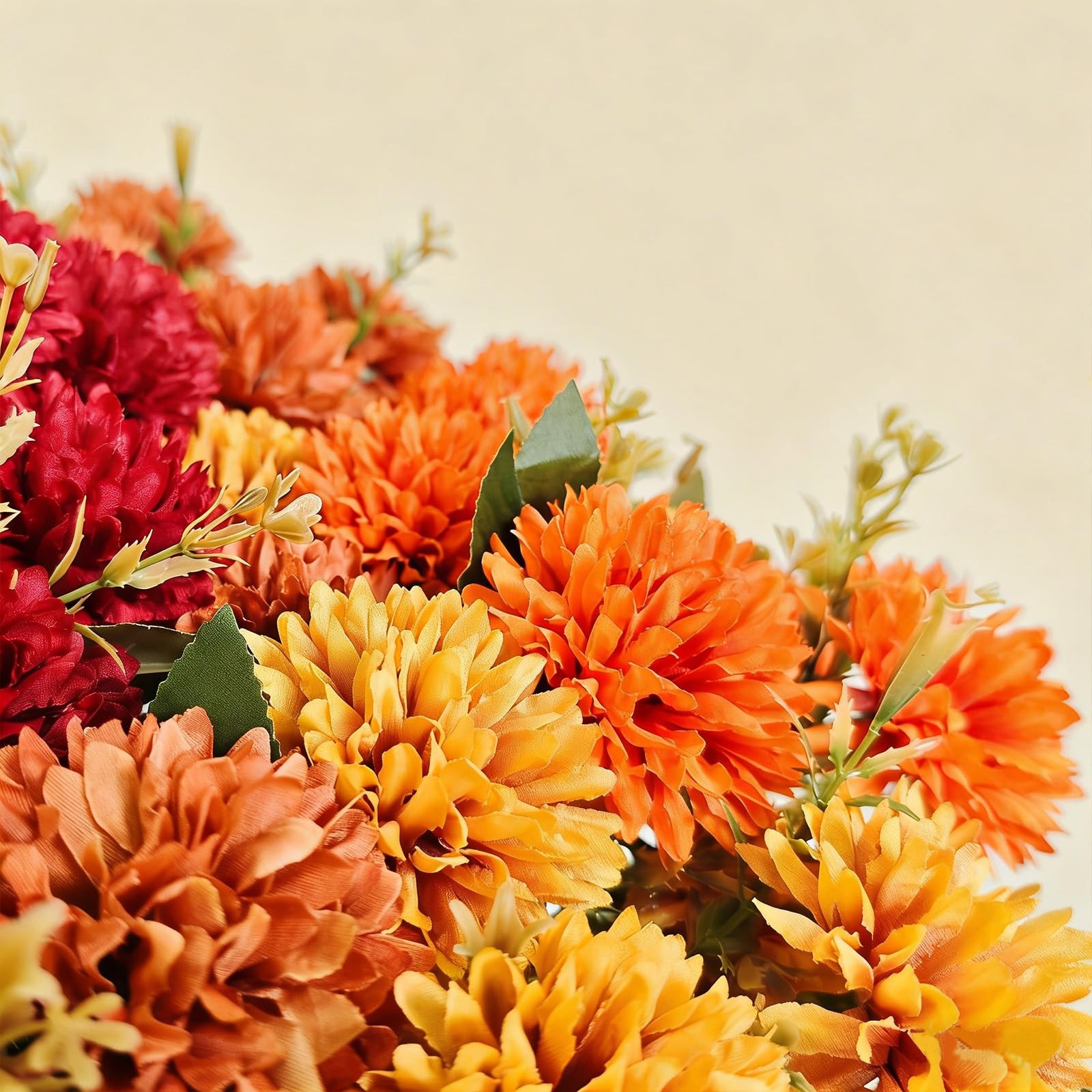 10Pcs Fake Flowers Artificial Mums for Outdoors,UV Resistant Faux Mums for Ou…