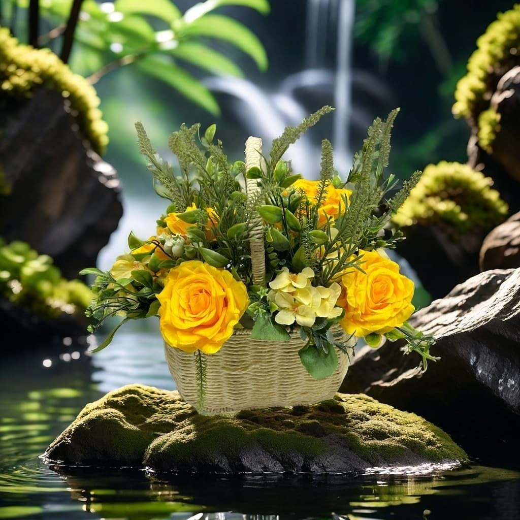 36 PCS Yellow Rose Heads Artificial Silk Flower Bulk 3.8 Inch for Crafts