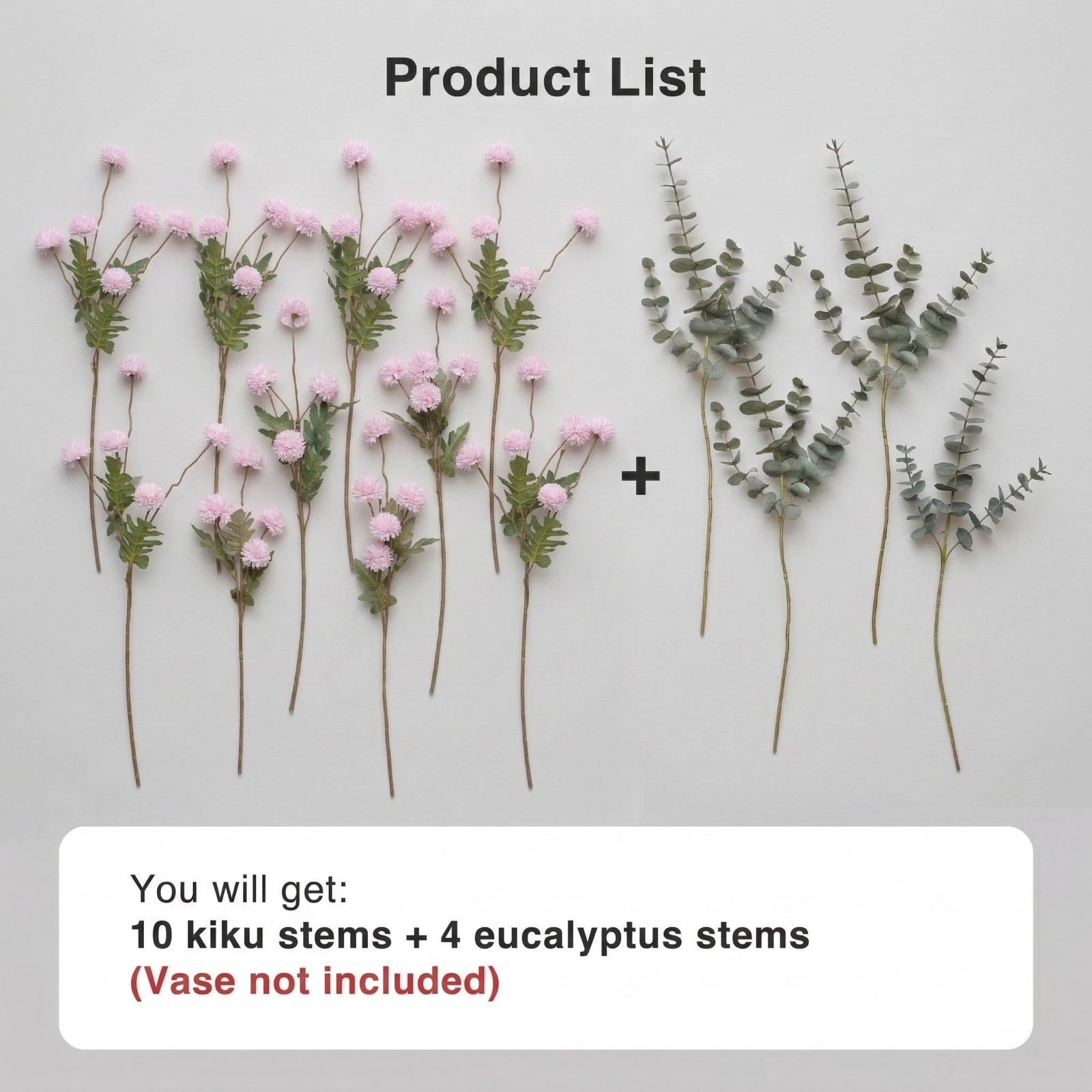 Fake Kiku Flowers for Tall Vase – 10 Silk Artificial Flowers Plus 4 Eucalyptu…