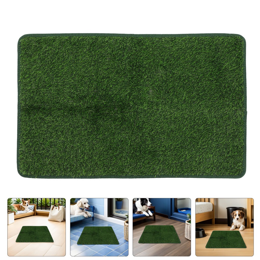 2Pcs Indoor Outdoor Dog Potty Grass Pad Green Artificial Turf Rug Washable Mat