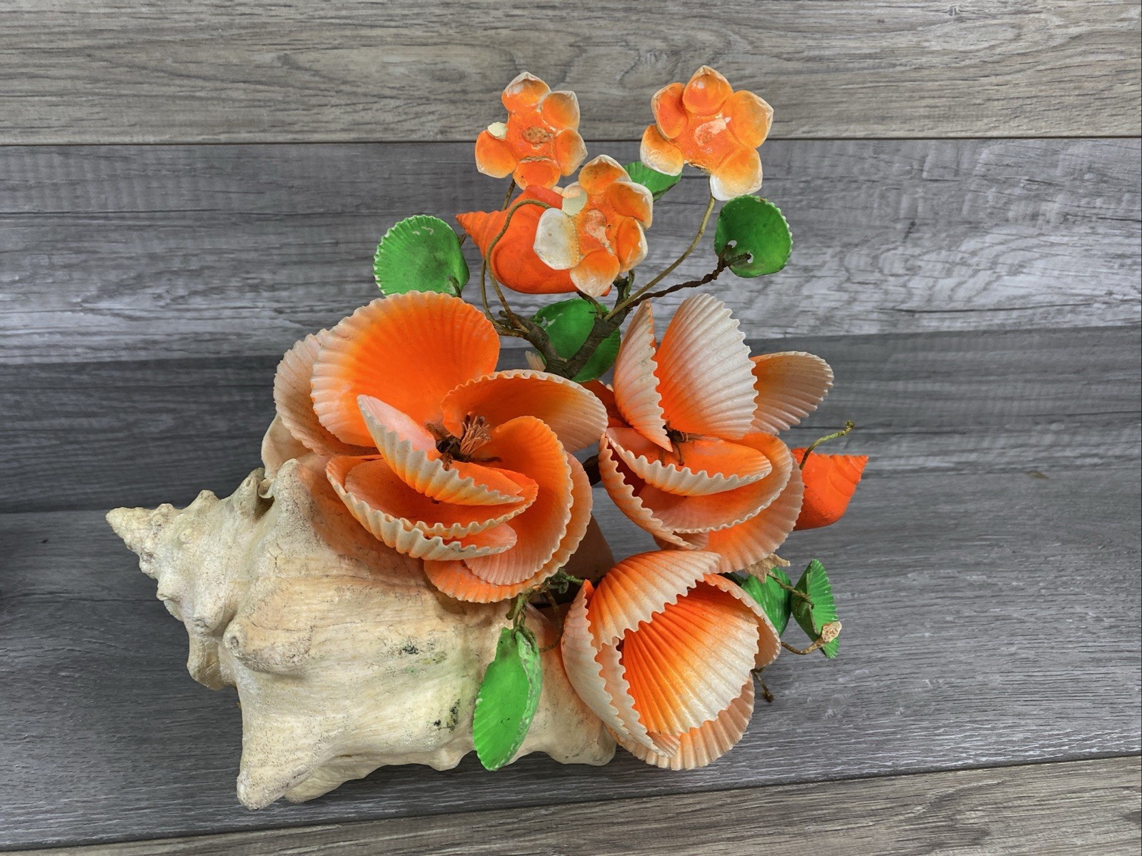 Vintage Seashells Kitschy Flower Bouquet Shell Floral Arrangement