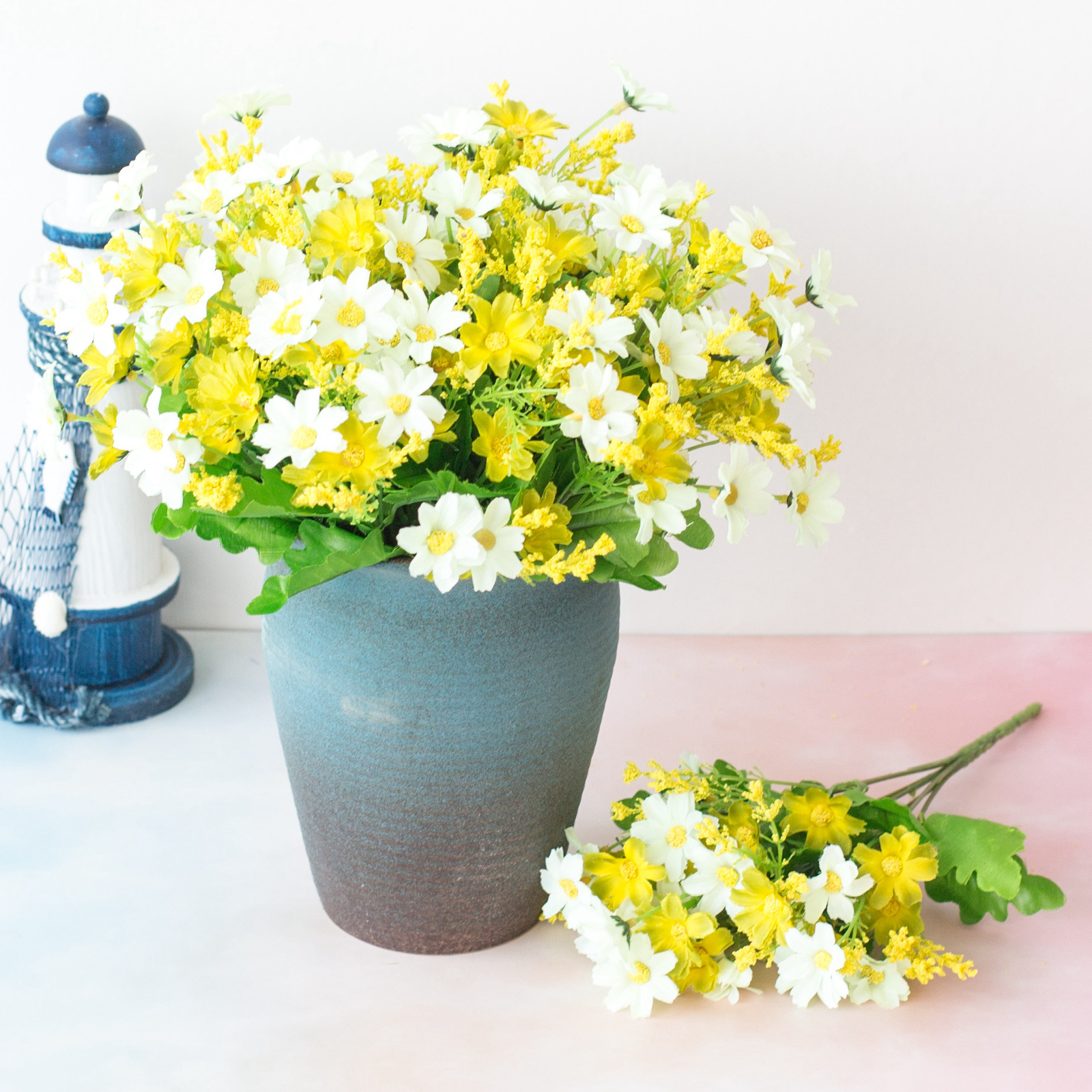 28 Heads Simulated Chrysanthemum Flower Decor Balcony Hanging Basket Floral