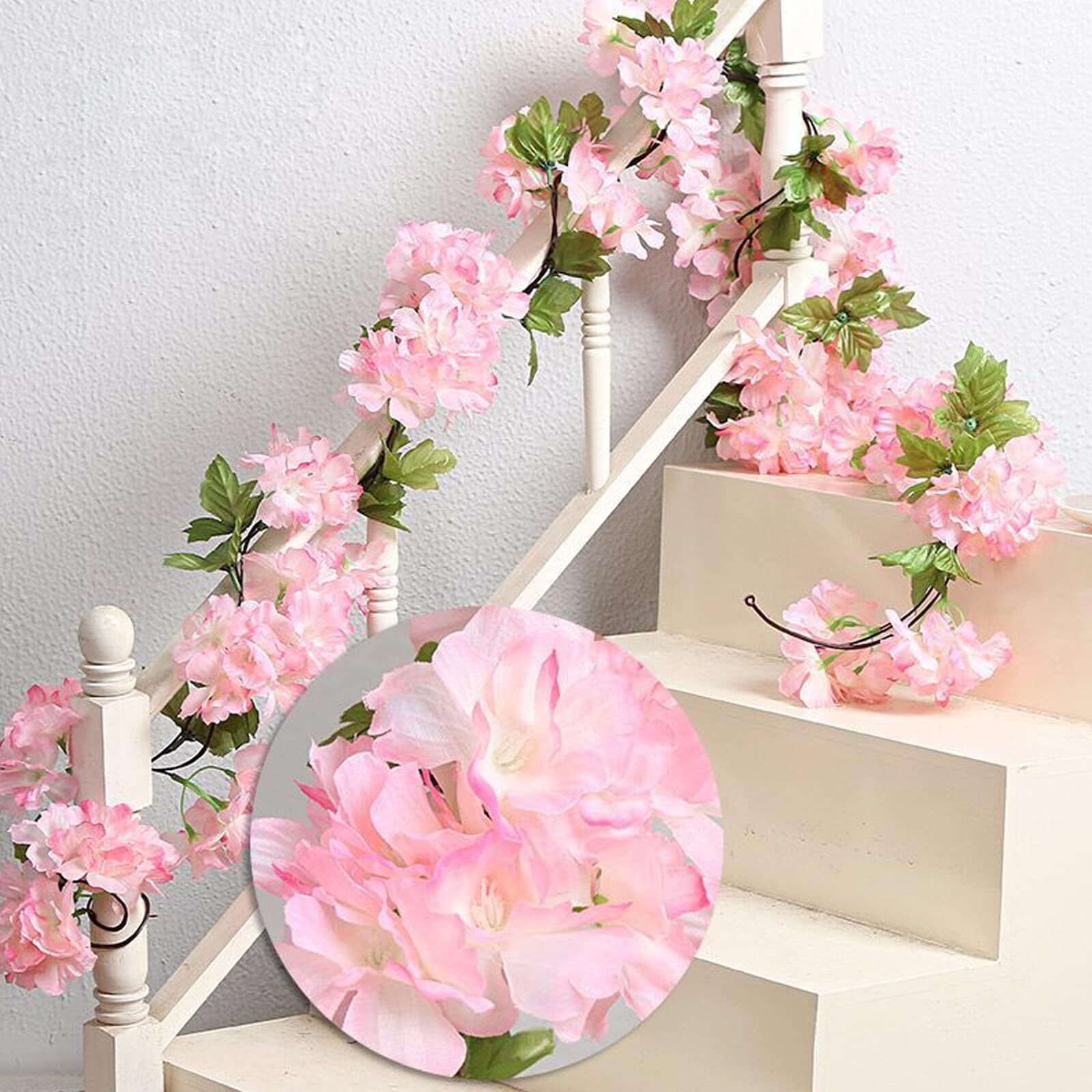 Dark Pink Artificial Cherry Blossom Flower Vines 6PCS Fake Sakura Decor