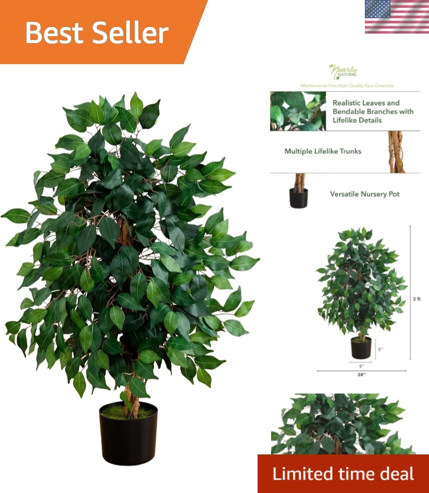 Elegant 36in Ficus Tree with 378 Leaves – A Touch of Green for Every Home