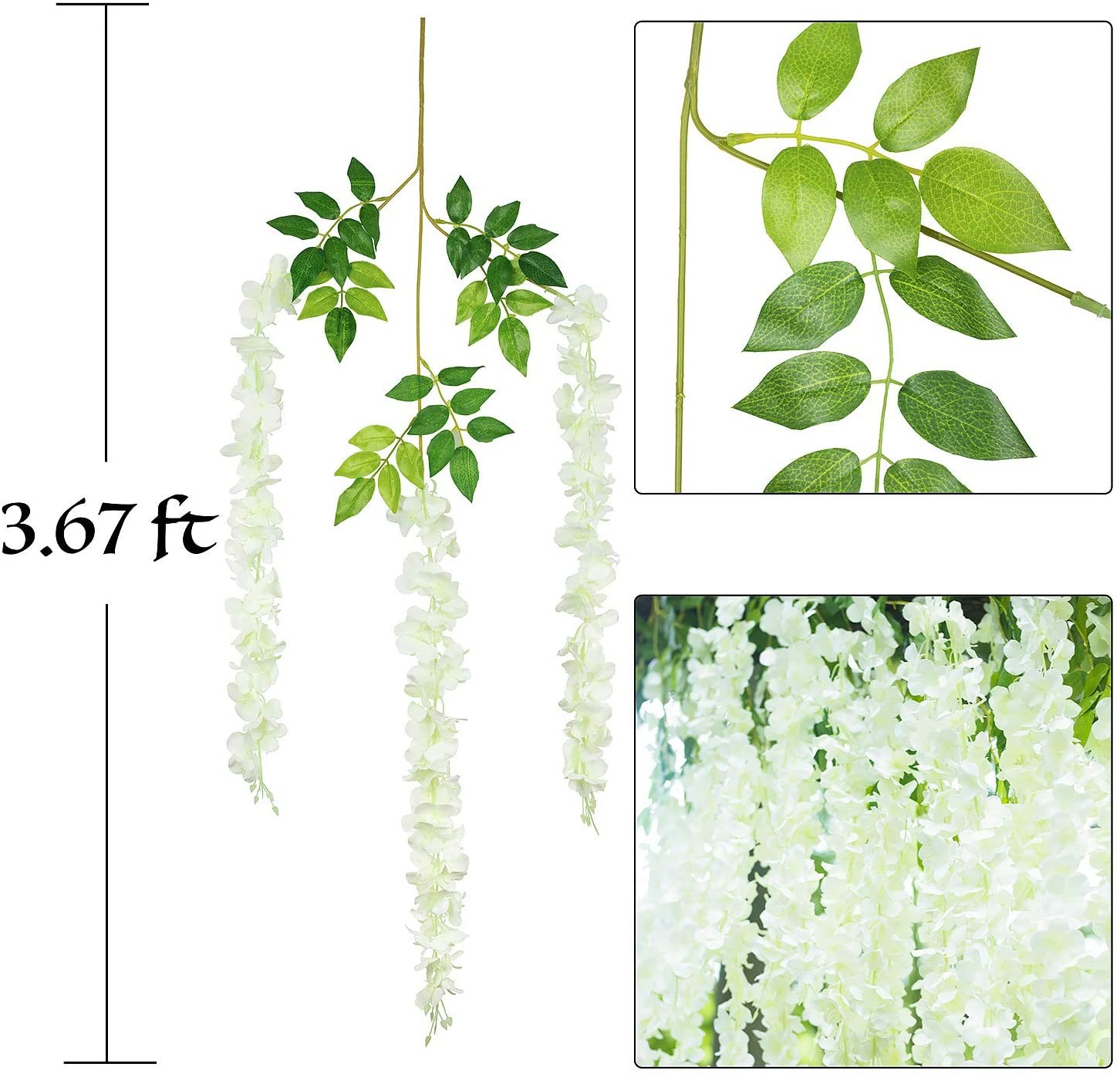 Wisteria Hanging Flowers,12x Fake Hanging Flowers,Wisteria Artificiales Garland