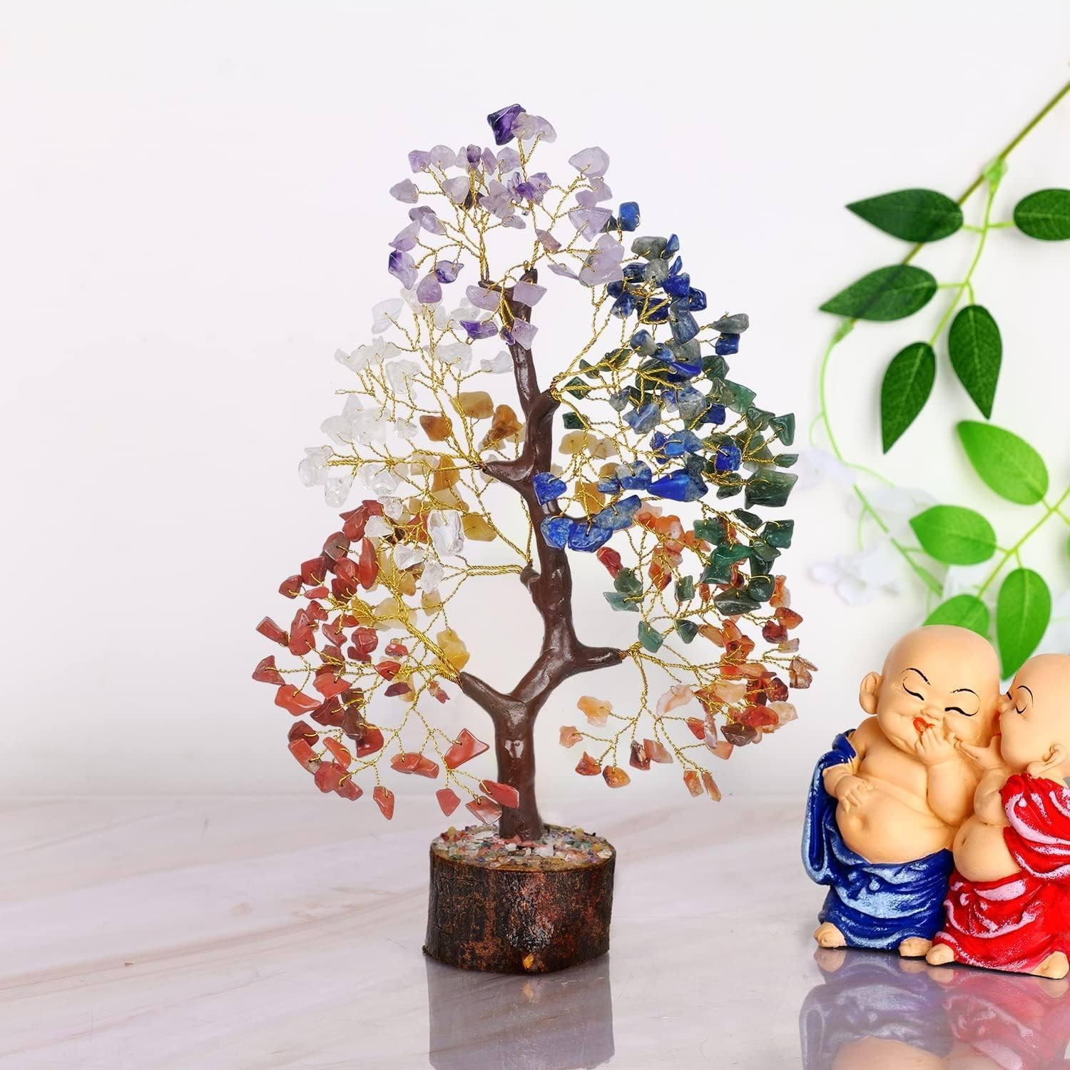 YATSKIA Chakra Crystal Tree – 10 to 12 Inch, Seven (Golden Wire)
