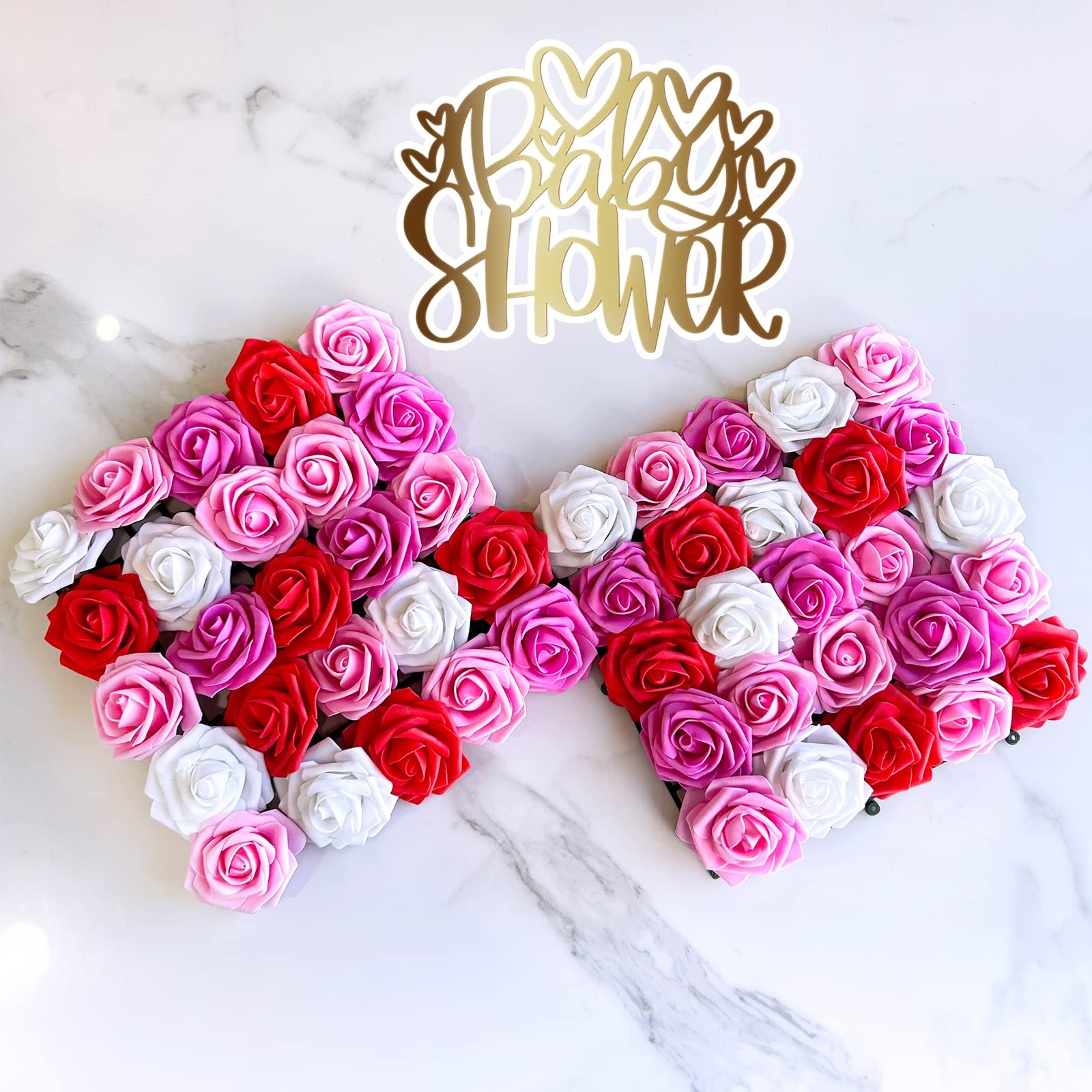 50 Pcs Real Looking Artificial Rose Flowers with Stems & Silk Leaves Bulk- Re…