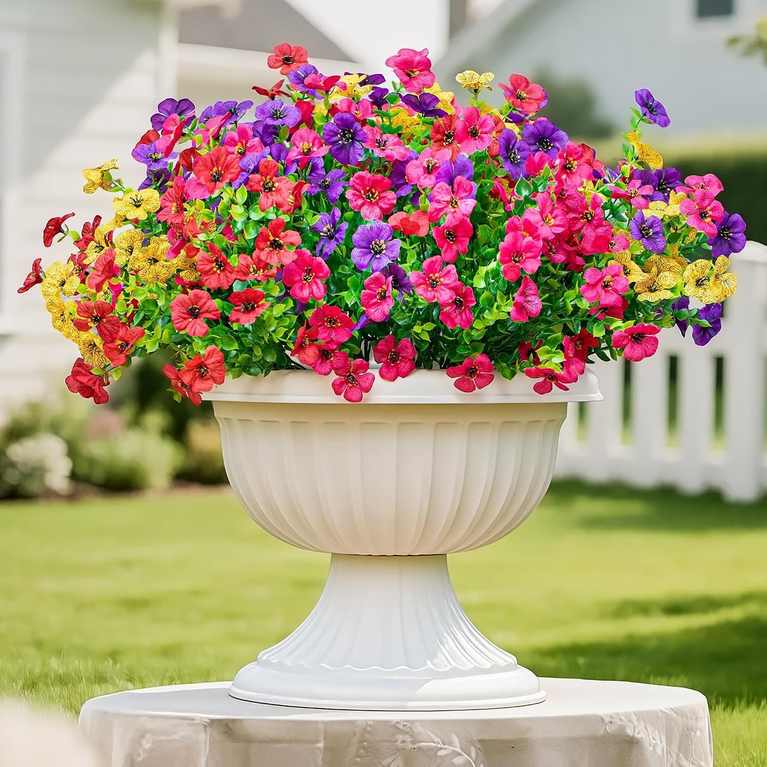 Vibrant 16-Pack Artificial Flowers – UV Protected for Stunning Garden Displays