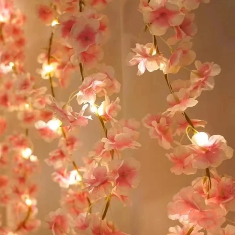 1pcs 180cm/71in Artificial Sakura Flowers Vine Silk Garland Wedding Party Decor