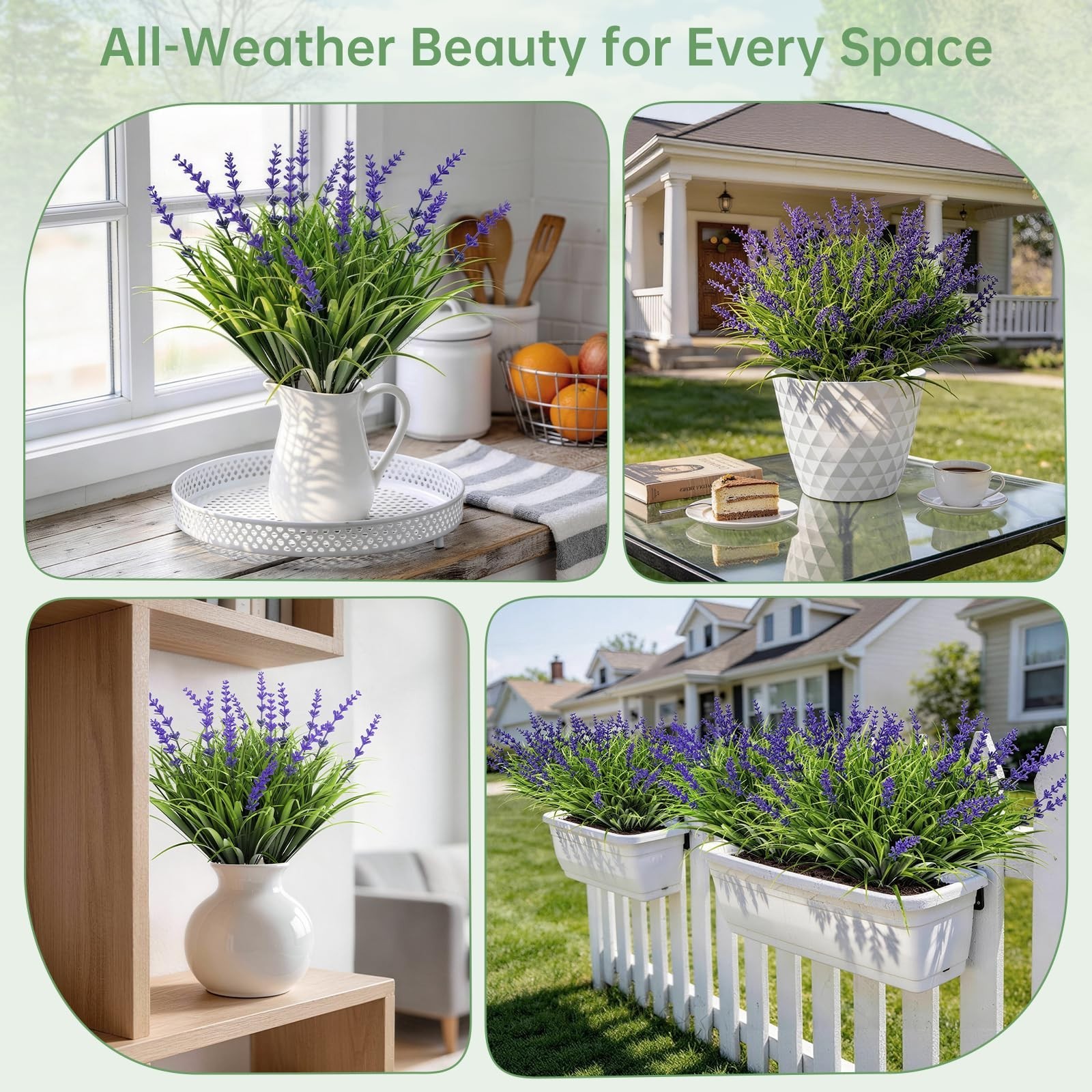 15 Bundles UV Resistant Faux Plants & Flowers – Adjustable Height Indoor/Outdoor