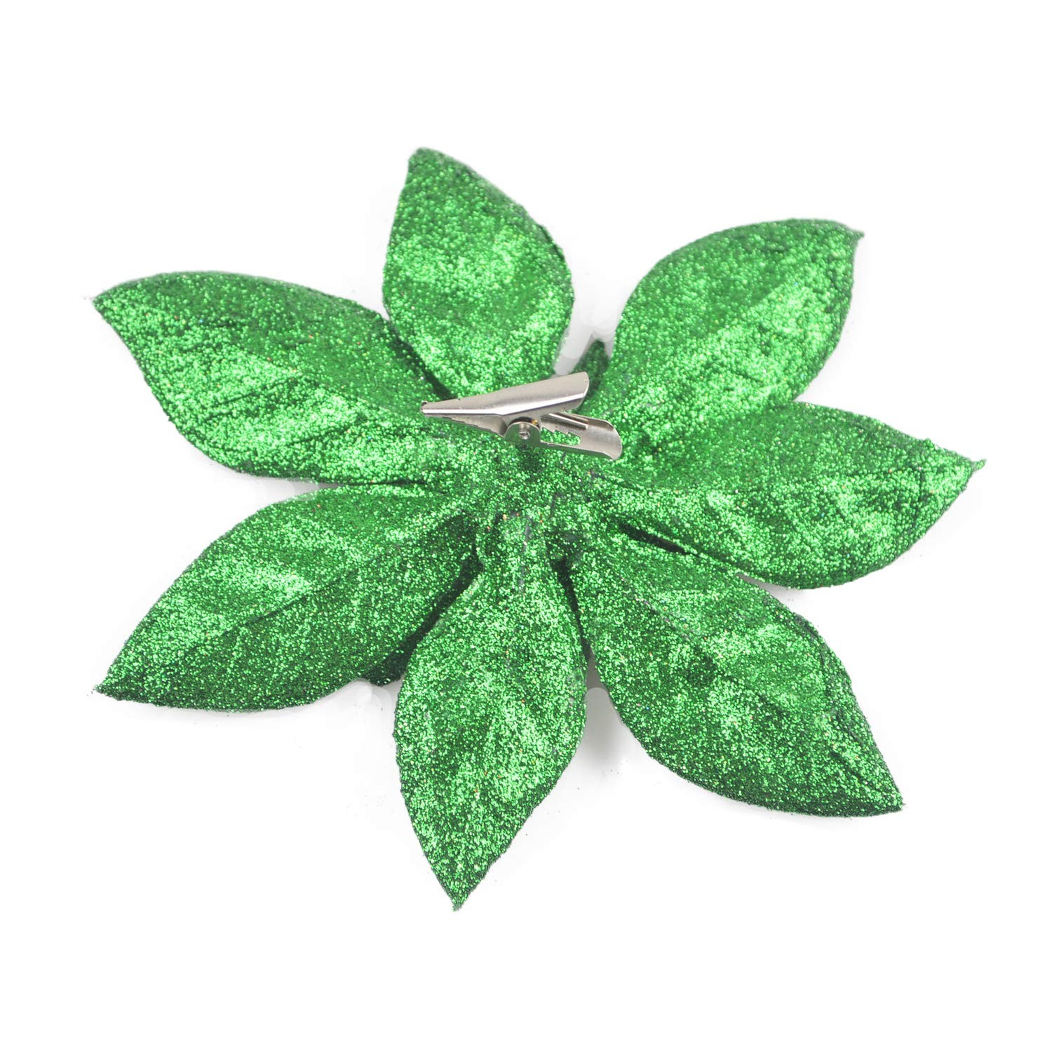 GL-Turelfies 12 Pcs Glitter Christmas Flowers(16cm/6.3’’) with 12 Pcs Clips A…