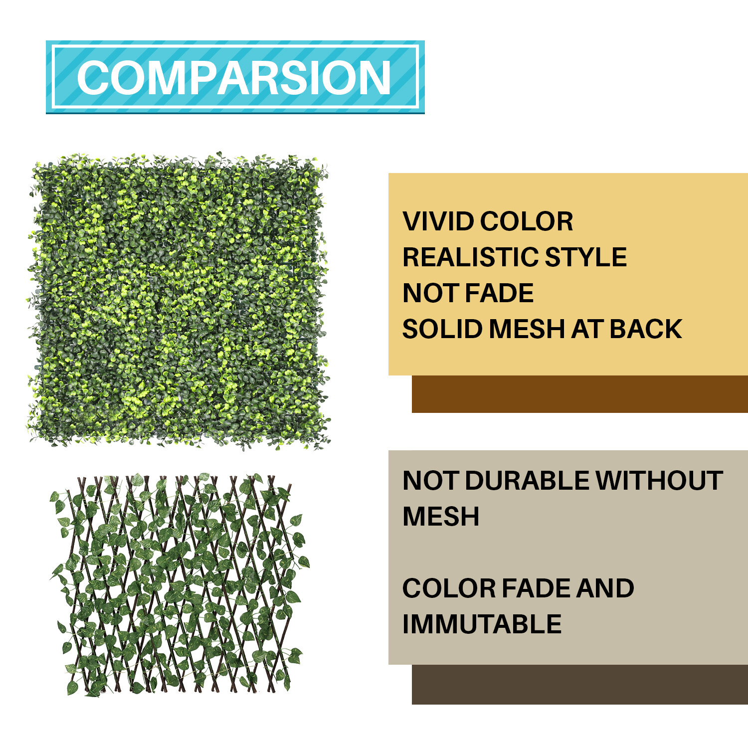 20″Artificial Boxwood Leaf with cover back Privacy Fence Screen Home Decor Hedge