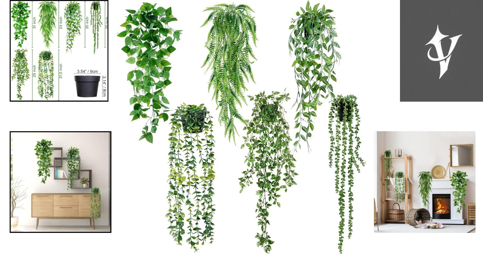 Diverse 6-Pack Fake Plants for Immediate Elegance in Any Room – UV Protected