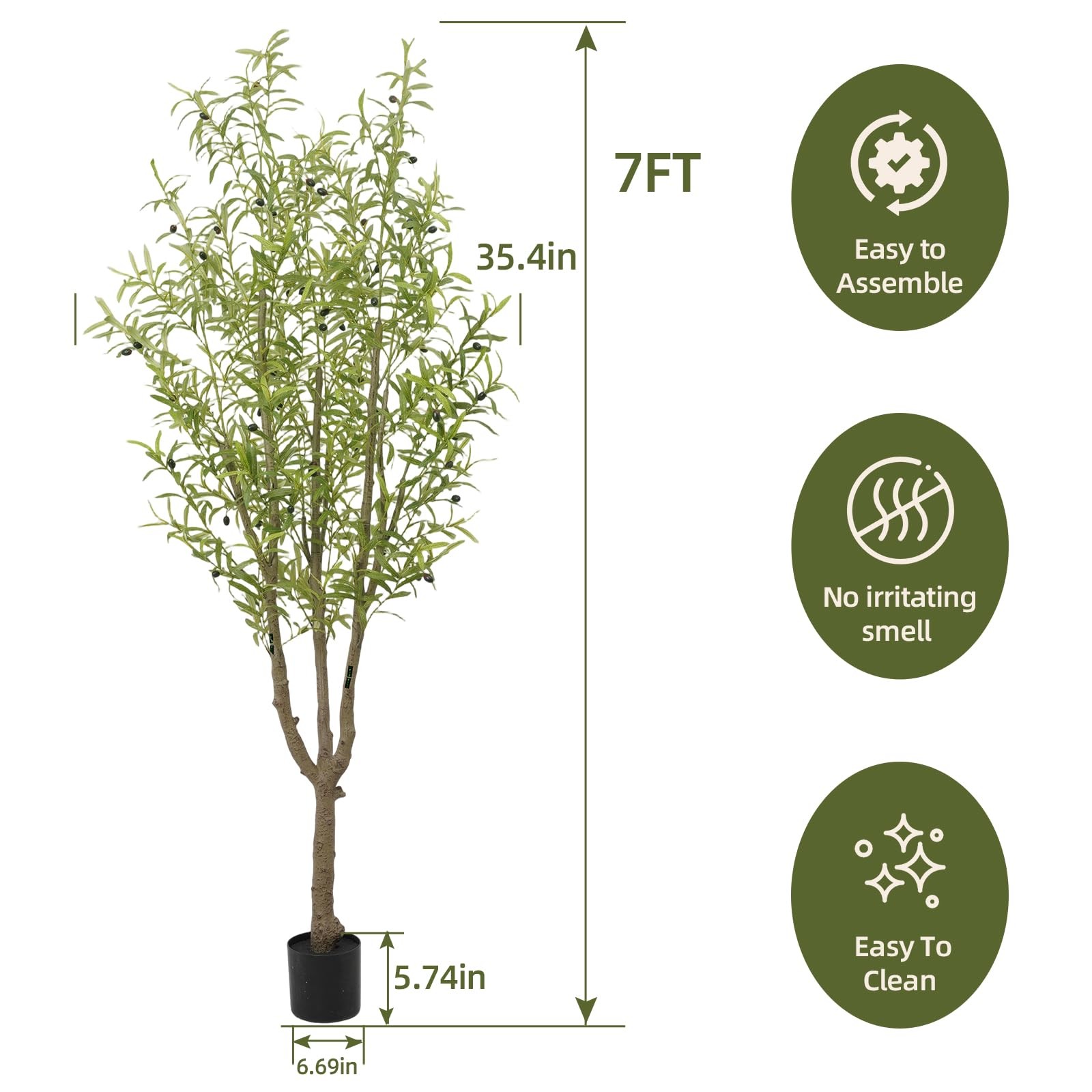 7FT Faux Olive Tree for Artificial Olive Tree Floor Plants Indoor Decor