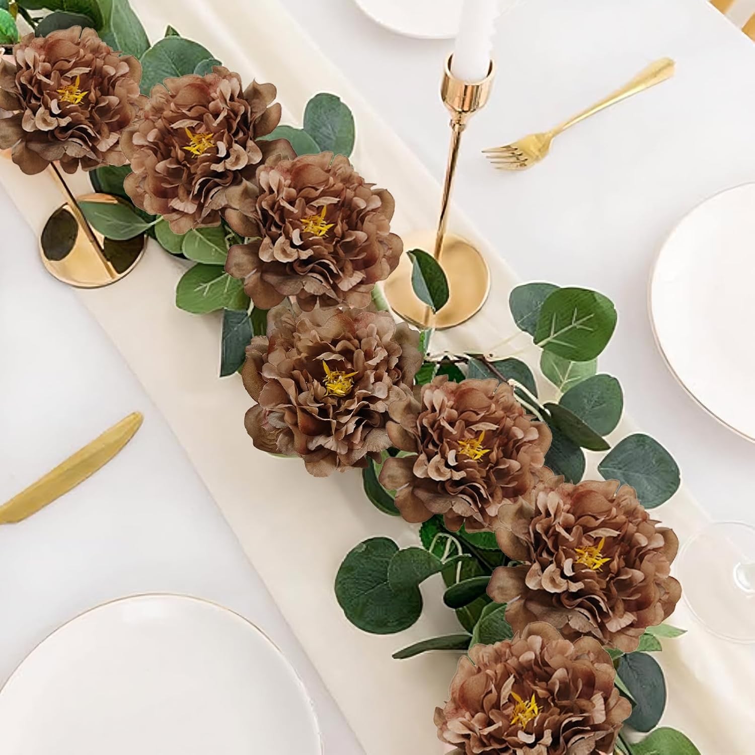 20 Pcs 5″ Silk Peonies, 6″ Stems No Leaf Artificial Flowers Decor