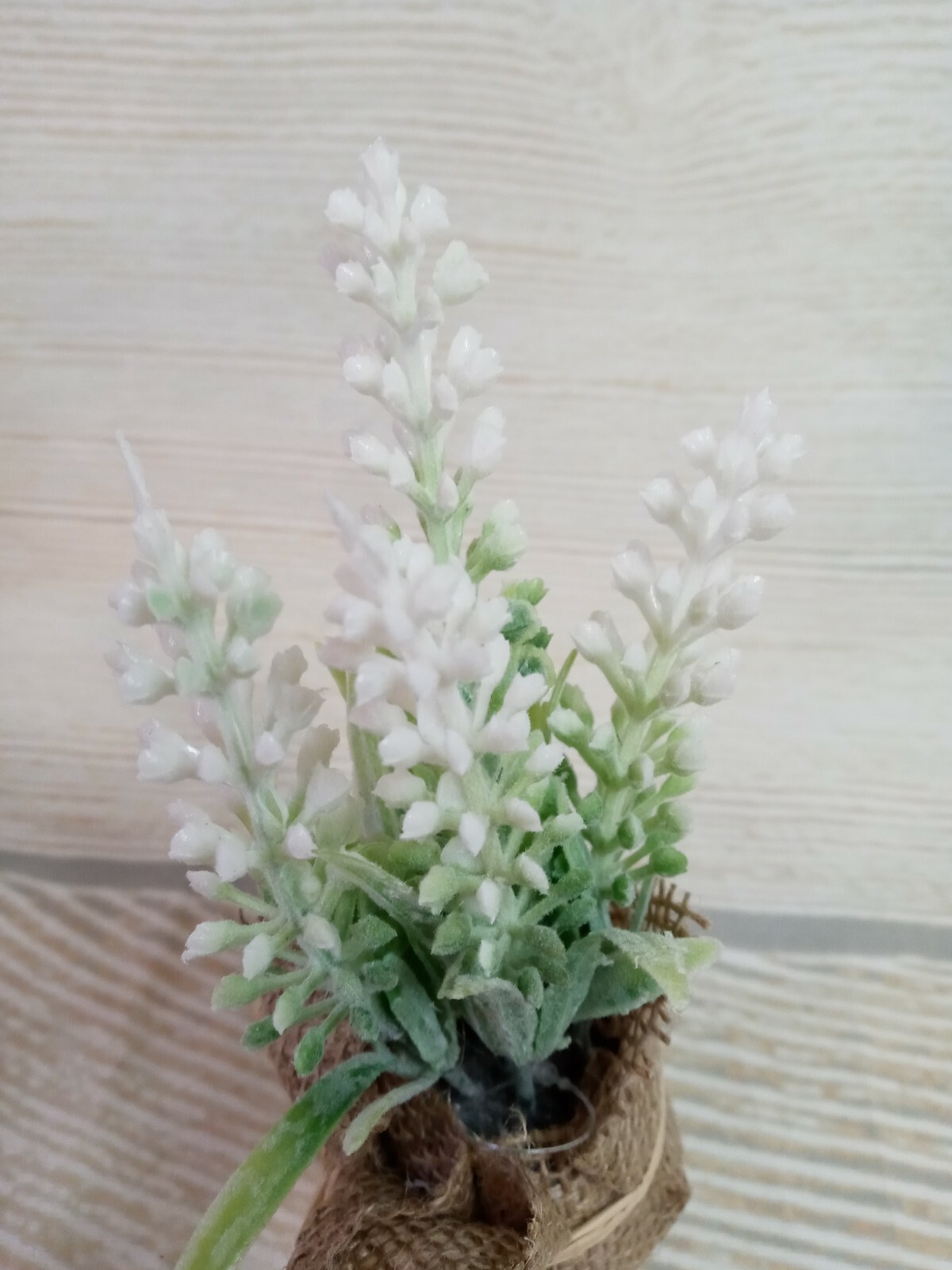 New! 3 Spring Plants Faux Mini Burlap Wrapped Floral Plant Arrangement Decor ~