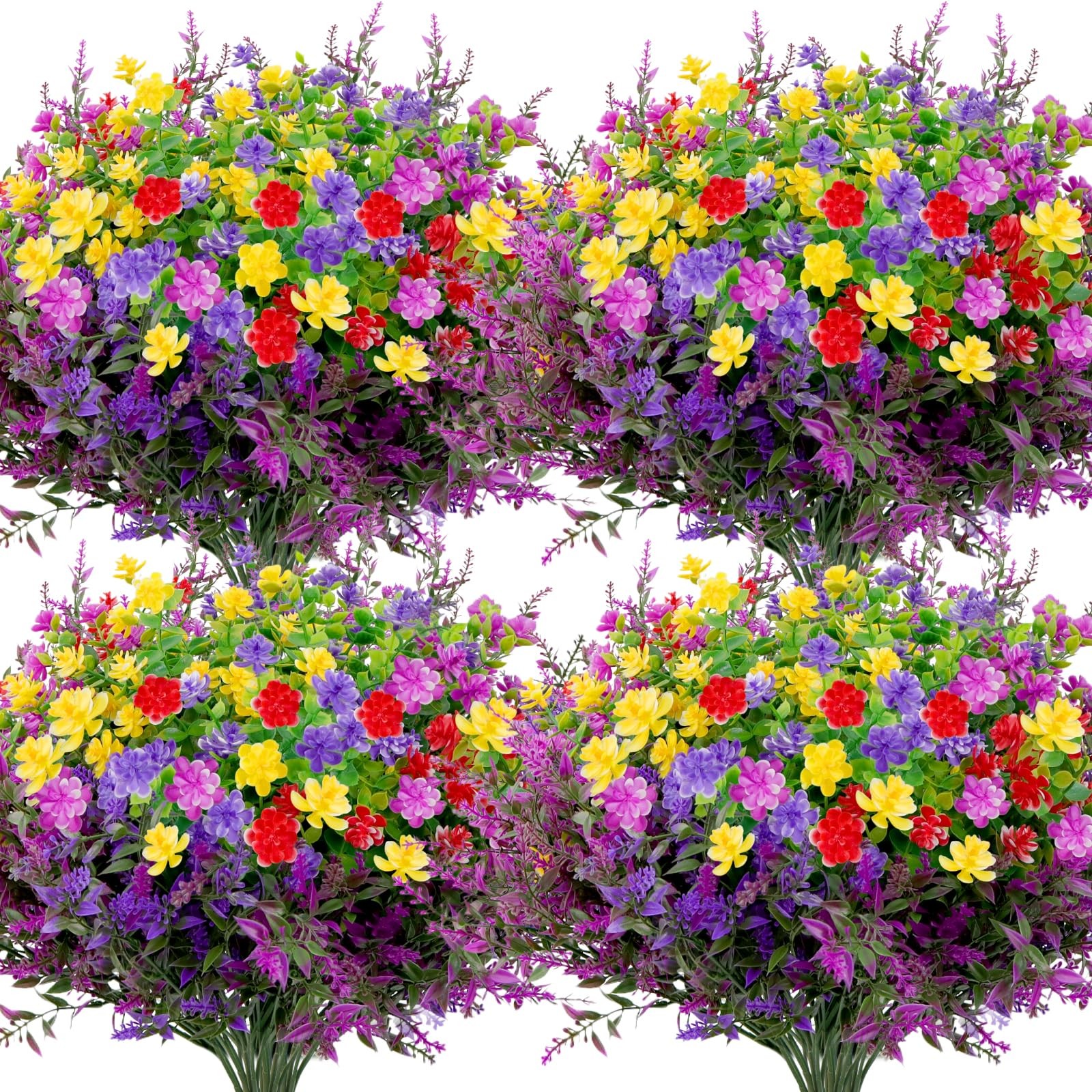Best 24 Bundles UV Resistant Artificial Outdoor Flowers, Fake Flowers Bulk for