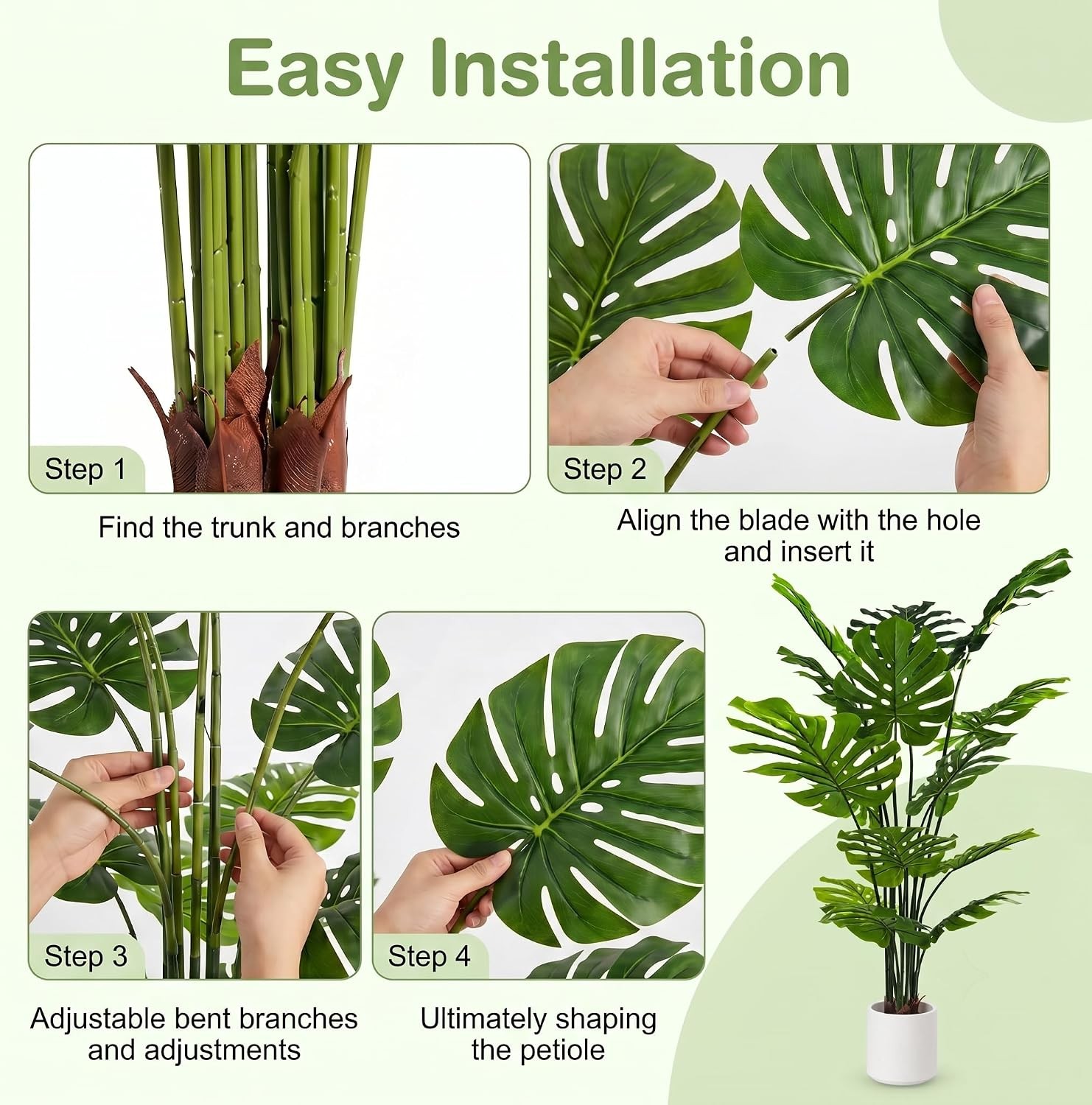 Artificial Monstera Deliciosa Plant 3.6ft, Lifelike Faux Swiss Cheese Floor