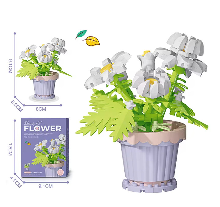 Creative Building Block Bouquet, Eternal Flower Plant Potted Gift, Rose Sunflowe