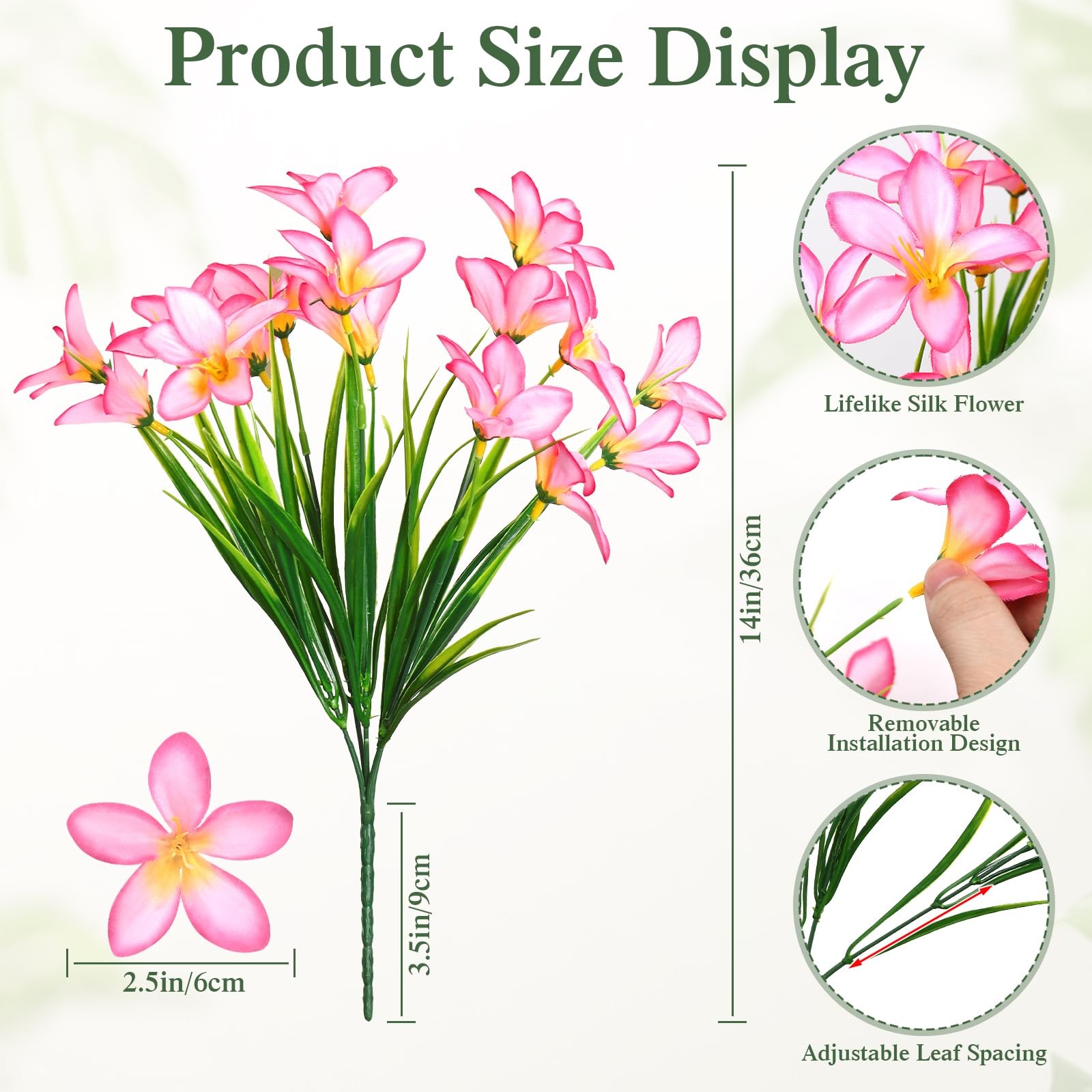 12 Bundles Artificial Flowers for Outdoor Indoor Colorful Plastic Silk Faux F…