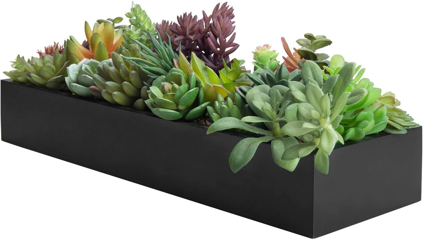 15.75-in Decorative Artificial Succulent Plants in Sleek Black MDF Wood Planter