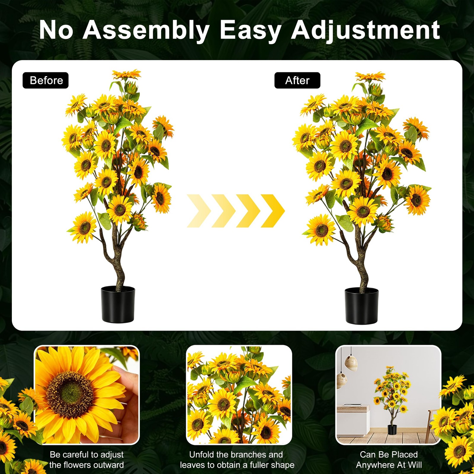 3FT Artificial Sunflower Topiary Trees Set of 2 – UV Resistant Fake Flower Tr…