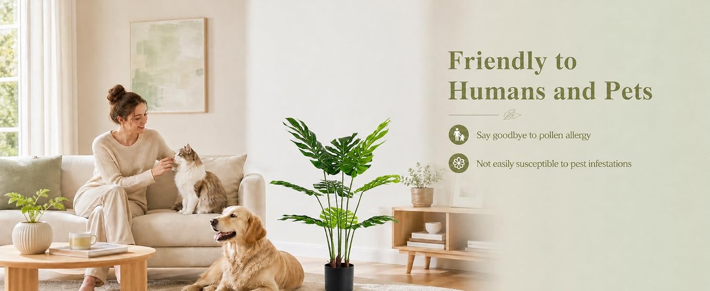 Artificial Monstera Deliciosa Plant 3.6ft, Lifelike Faux Swiss Cheese Floor
