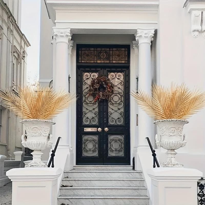5PCS Gold Artificial Palm Leaves Tropical Faux Plants Home Wedding Vase Decor