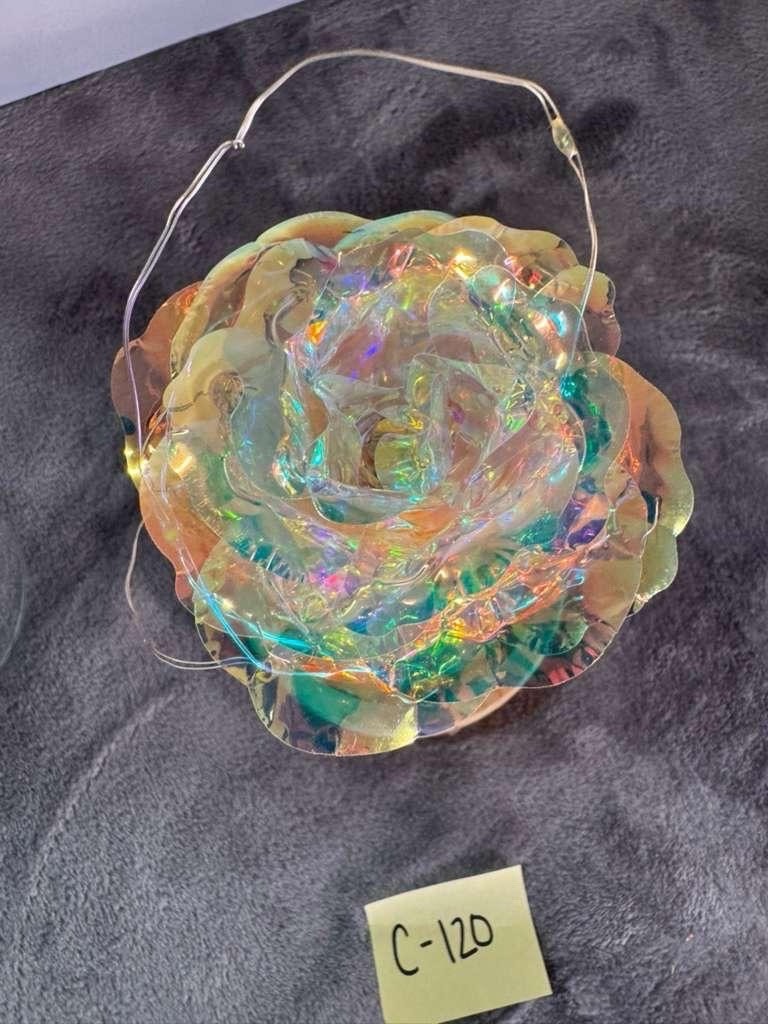 Iridescent Color Changing Flower In Glass Dome