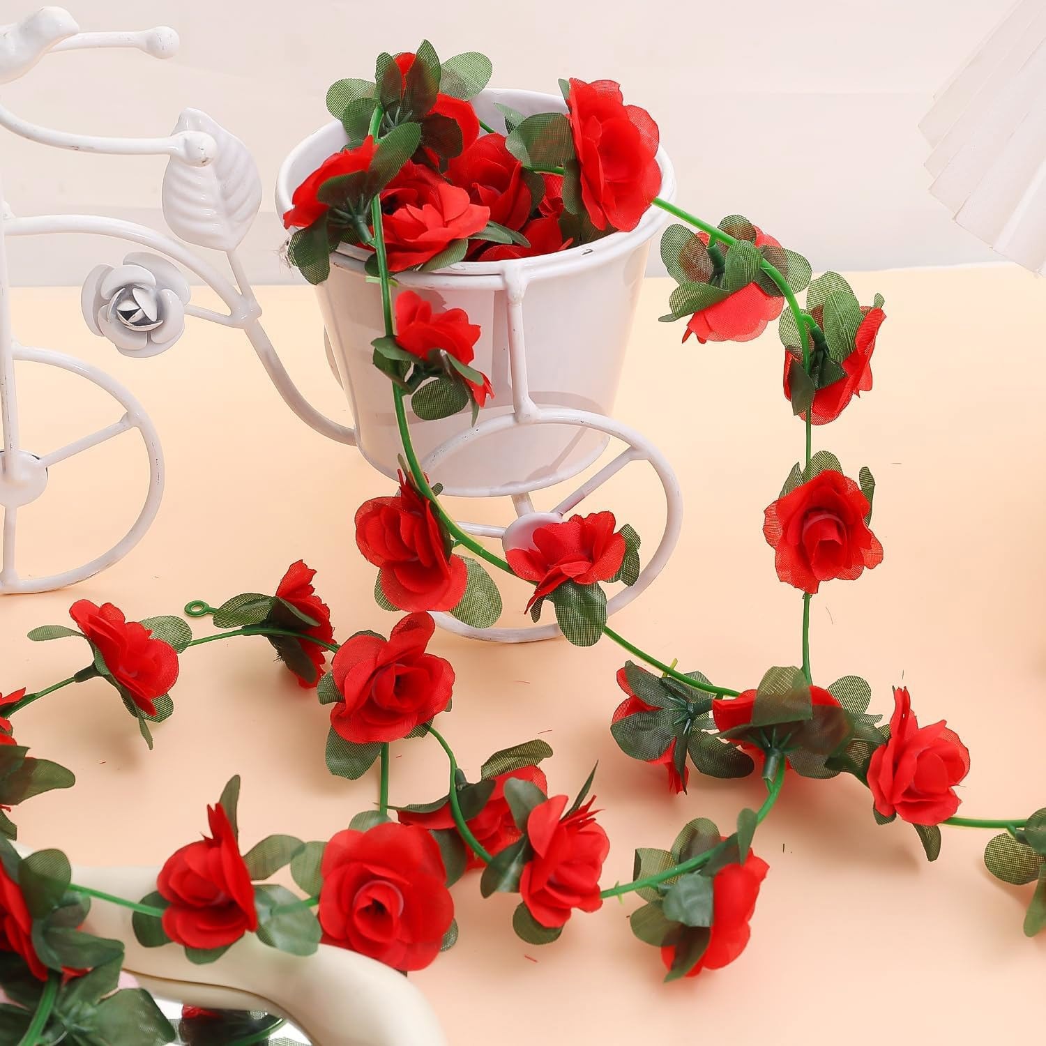 9Pcs 73.8FT Artificial Fake Rose Vine Garland Hanging Plants Home Wedding Decor