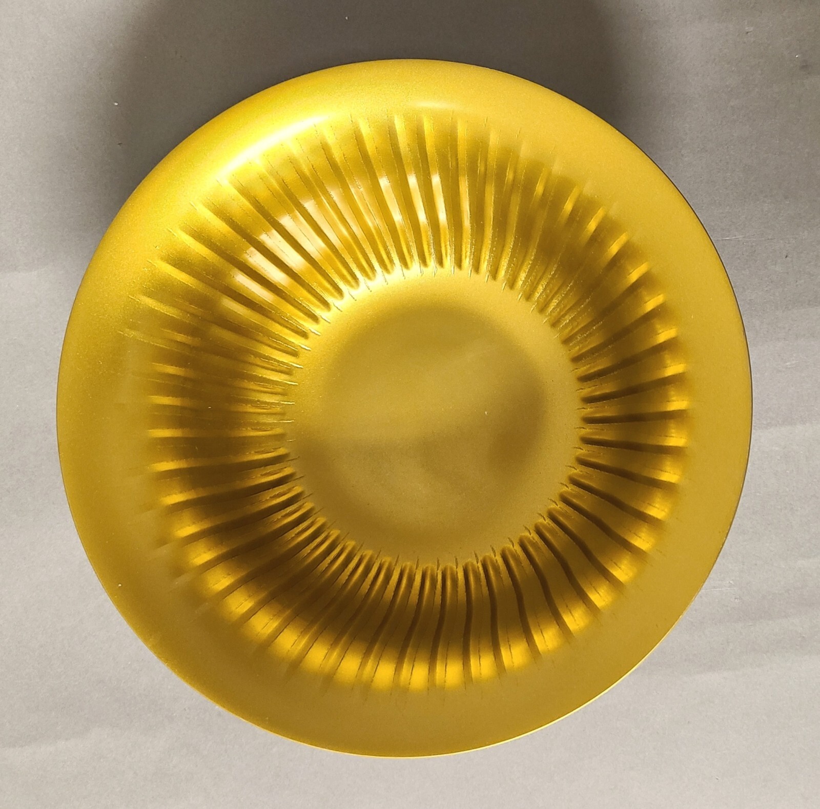 Compote Bowl Vase Gold Finish Aluminum Fluted Revere Set/2 8″D 4.5″High