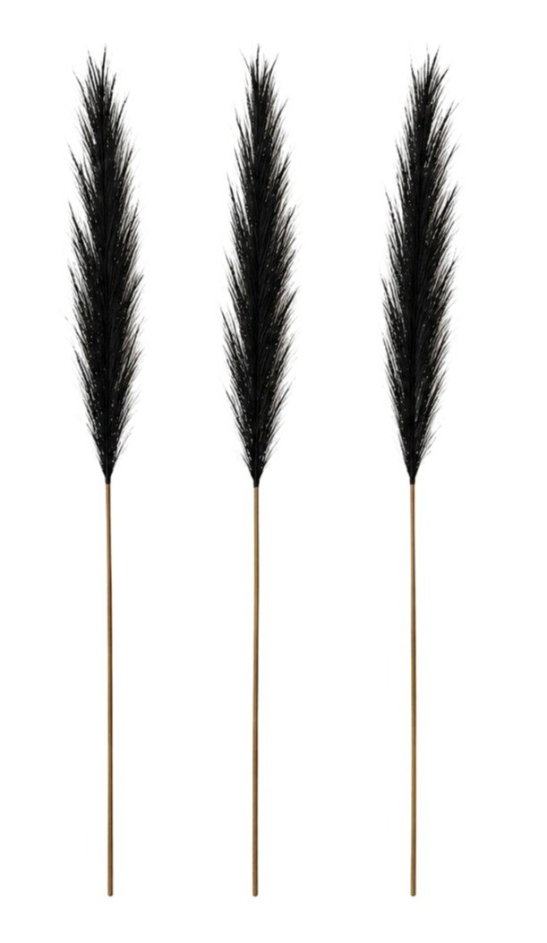 Black Pampas Grass Decor Set of 3 Faux Pampas Stems Gothic Decor Dark Academia H