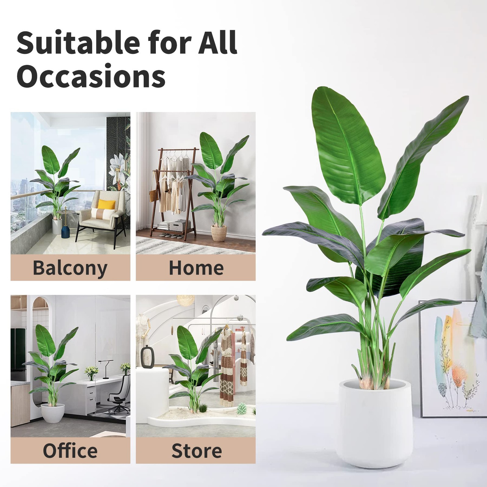 2Packs 5FT Artificial Bird of Paradise Plant,Faux Palm Tree Potted Plant with…