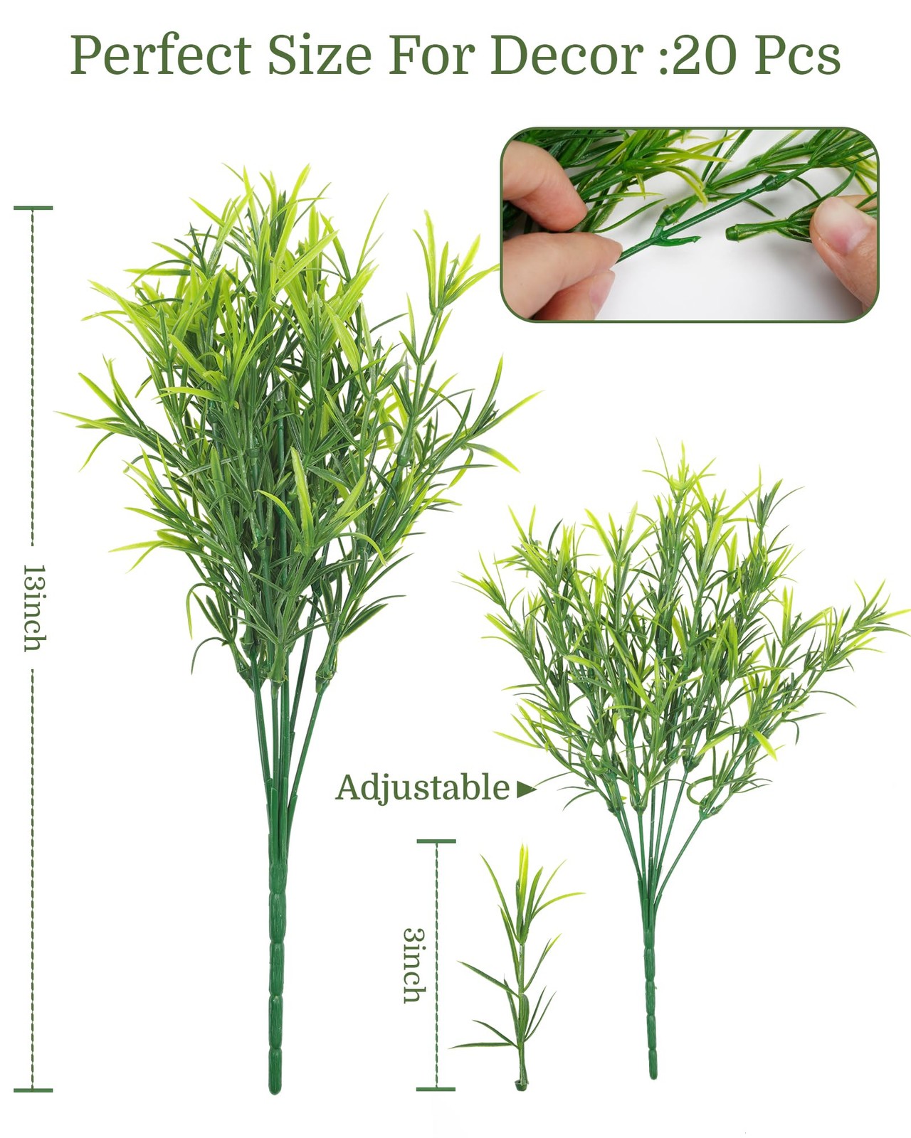 20 Bundles Artificial Rosemary Stems Boxwood Shrubs Grass UV Resistant, Artif…