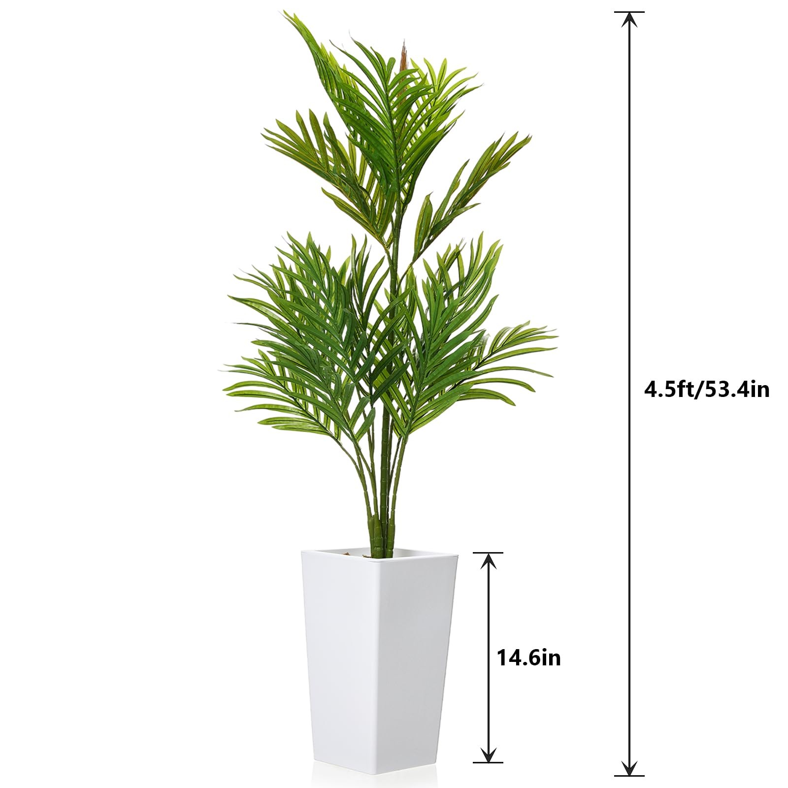 Tall Fake Palm Tree 4.5FT,Realistic Faux Areca Silk Floor Plant for Indoor Decor