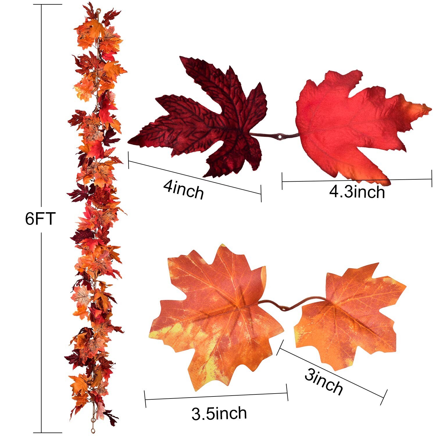 DearHouse 2 Pack Fall Garland Maple Leaf Hanging Vine Garland Artificial Autu…