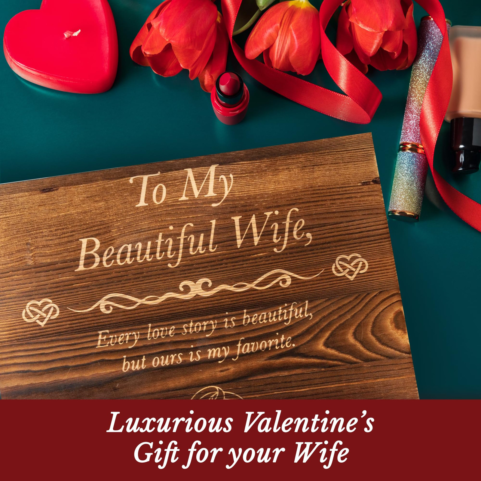 Valentines Day for Wife Her Anniversary Women Engraved Wooden Gift Set ‘To My…